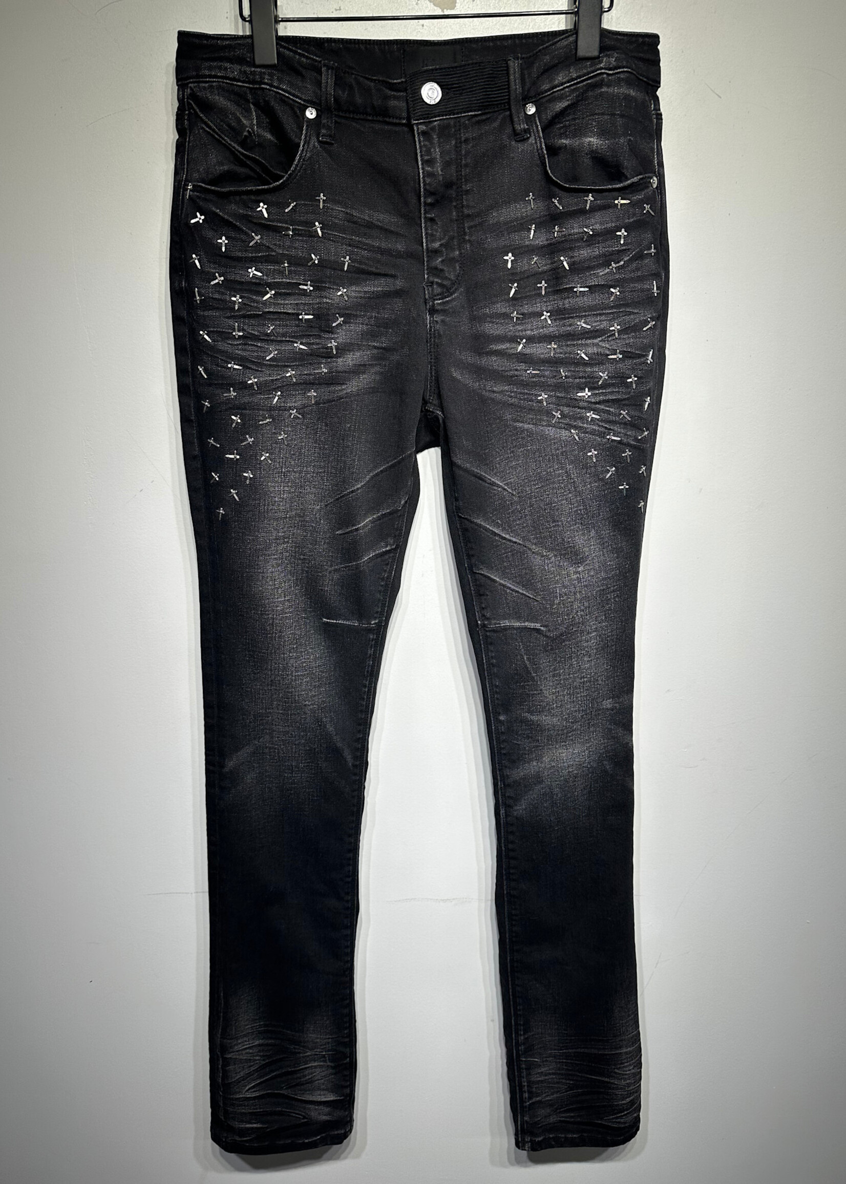 RtA Black Studded Slim Fit Jeans Masc 33