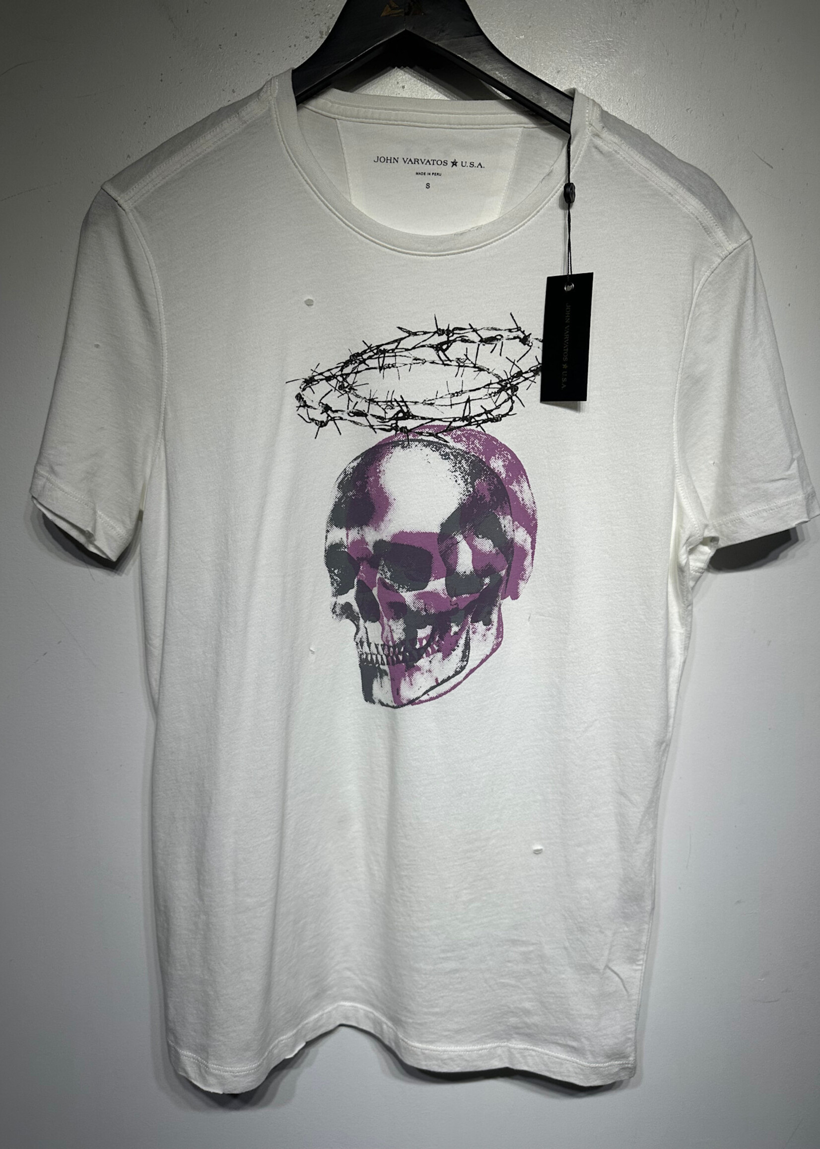 NWT John Varvatos Skull White Tee S
