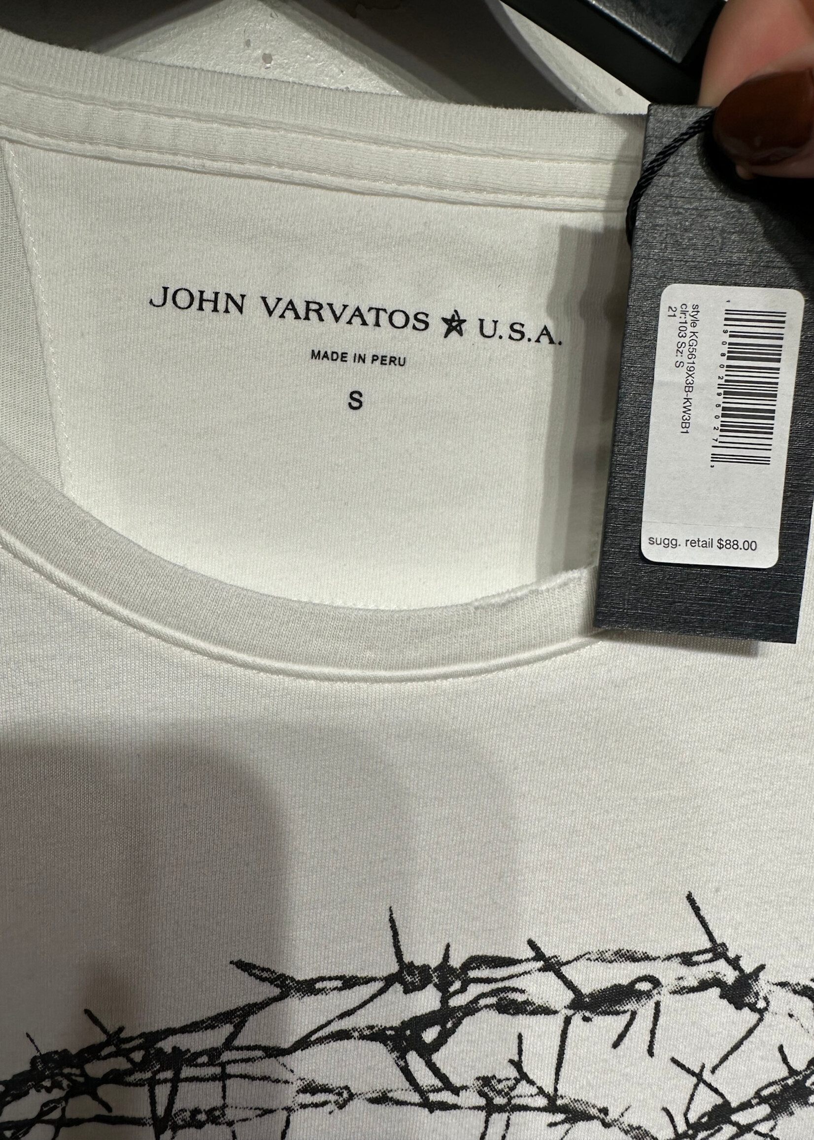 NWT John Varvatos Skull White Tee S