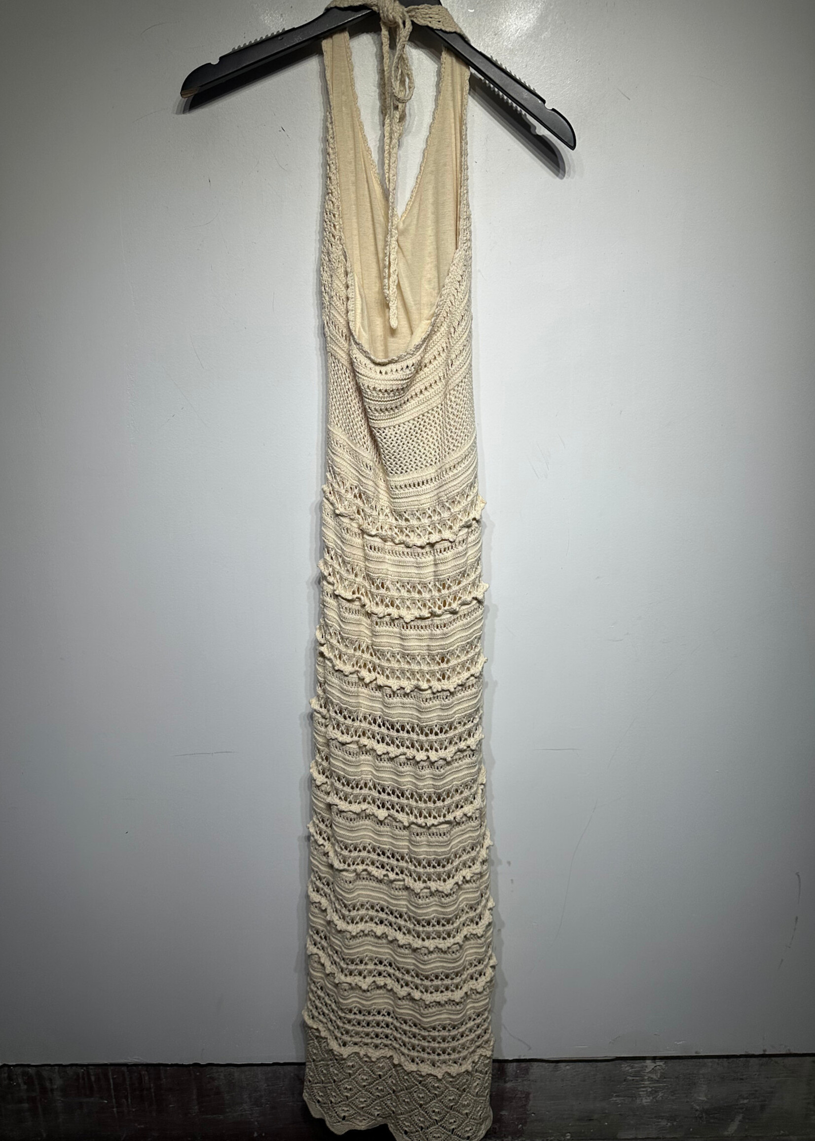 Moda Intl Tan Woven Halter Dress S