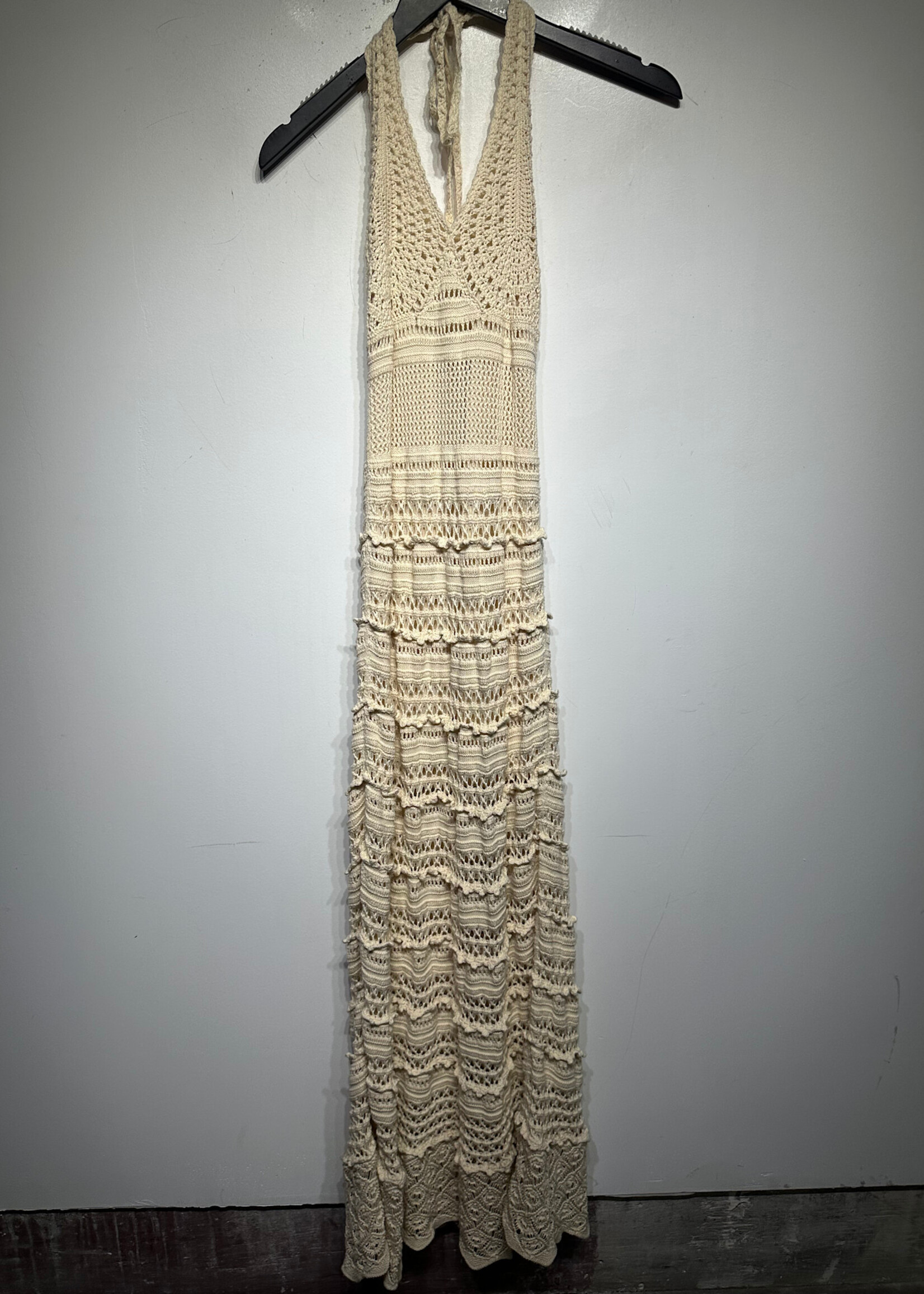 Moda Intl Tan Woven Halter Dress S