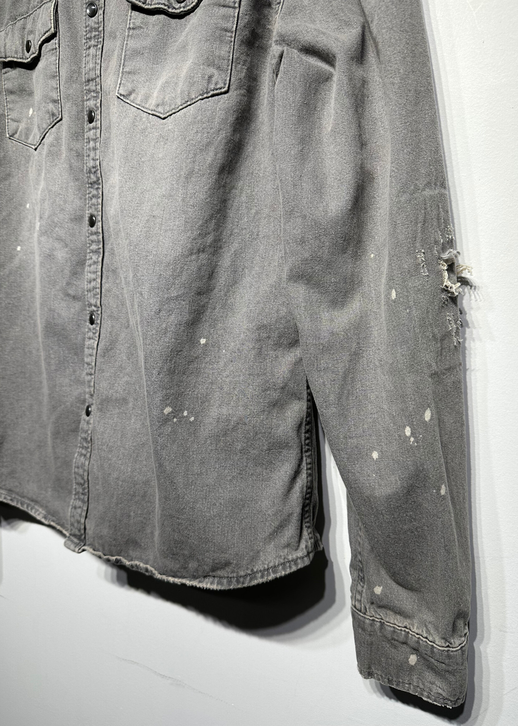 Allsaints Washed Grey Bleach Splatter BU L