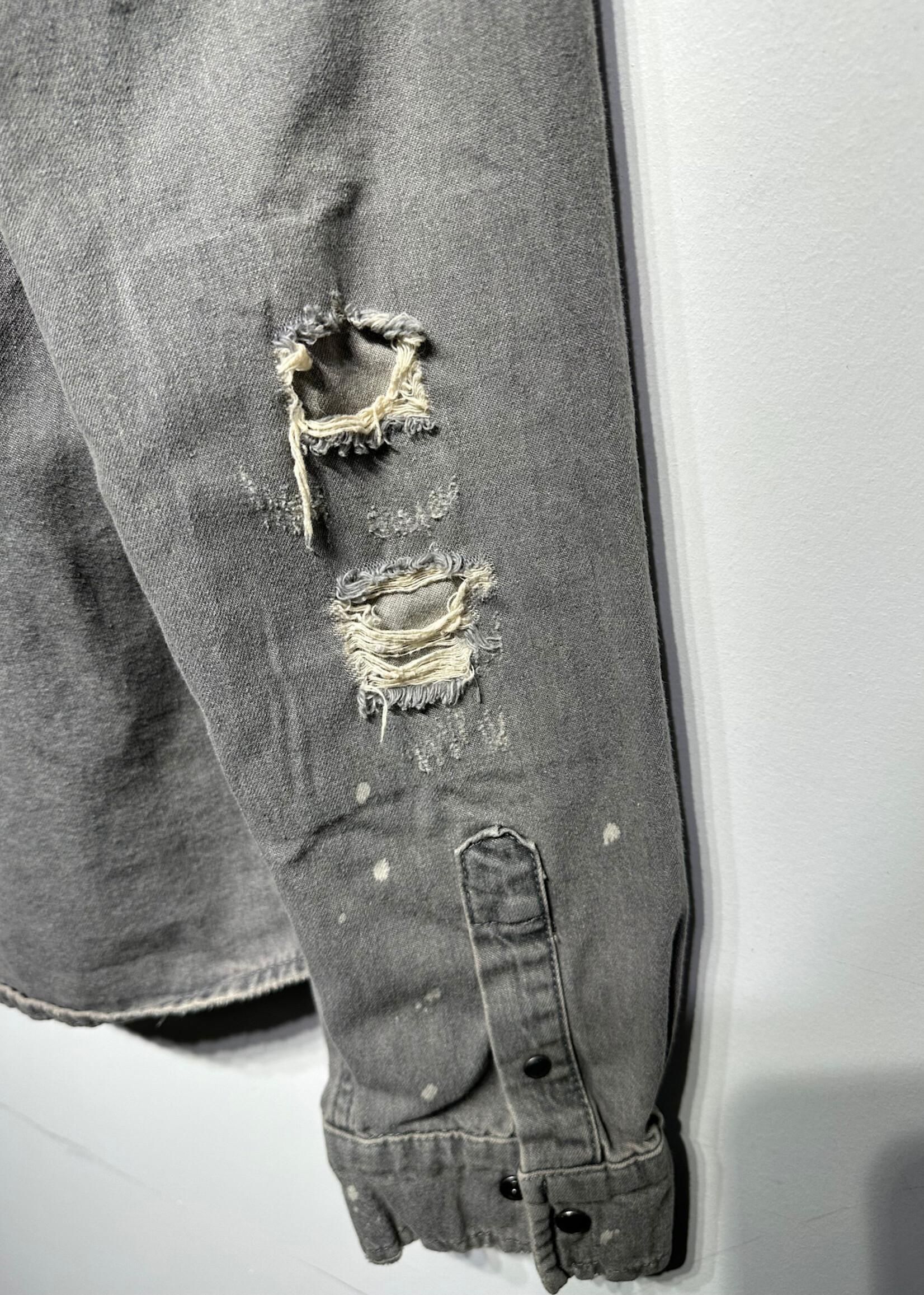 Allsaints Washed Grey Bleach Splatter BU L
