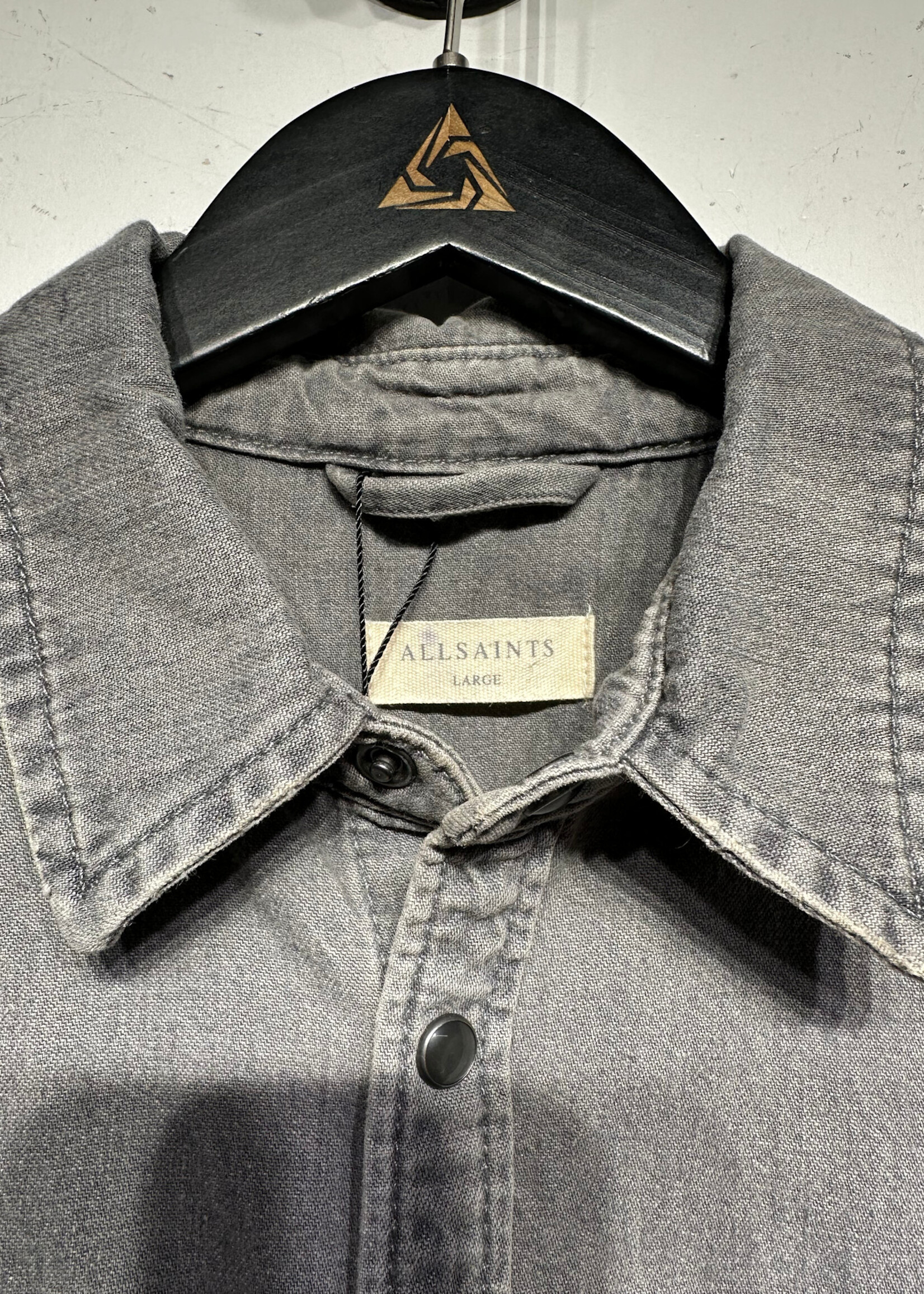 Allsaints Washed Grey Bleach Splatter BU L