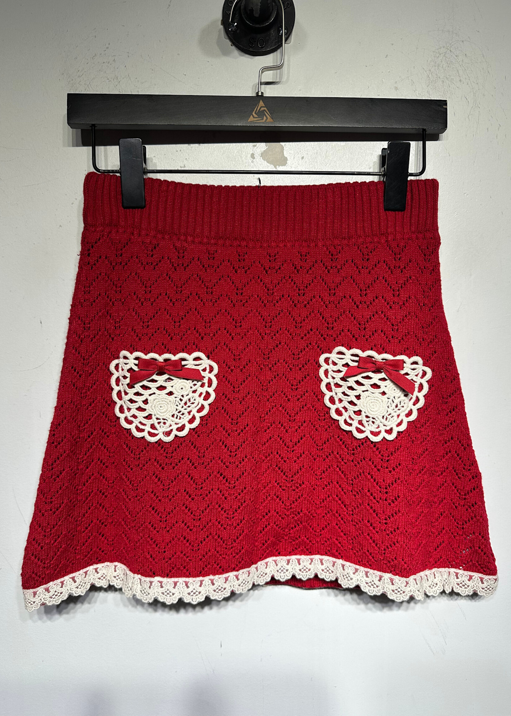 Lacemade Collection Red White Knit Skirt Fem 26