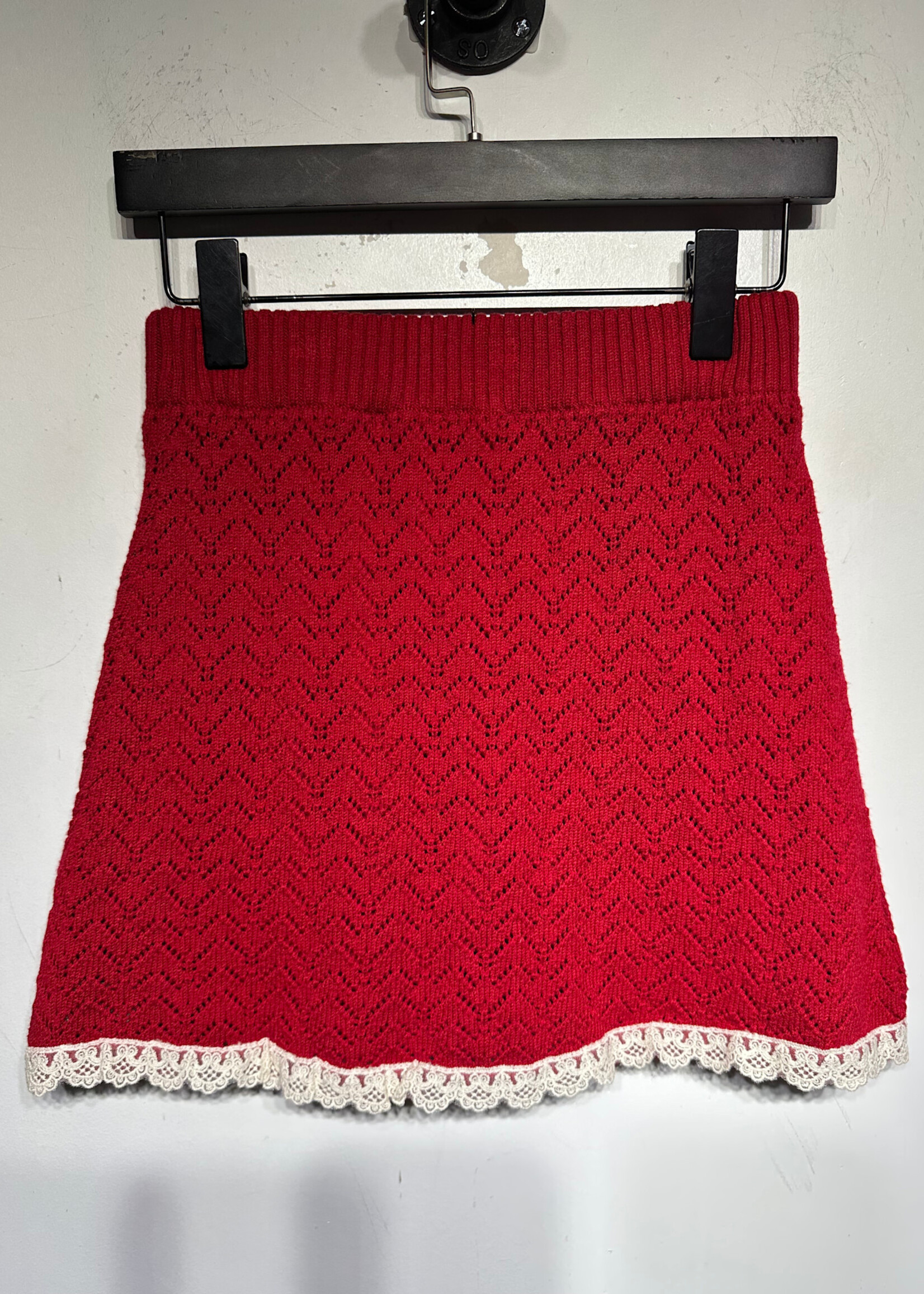 Lacemade Collection Red White Knit Skirt Fem 26