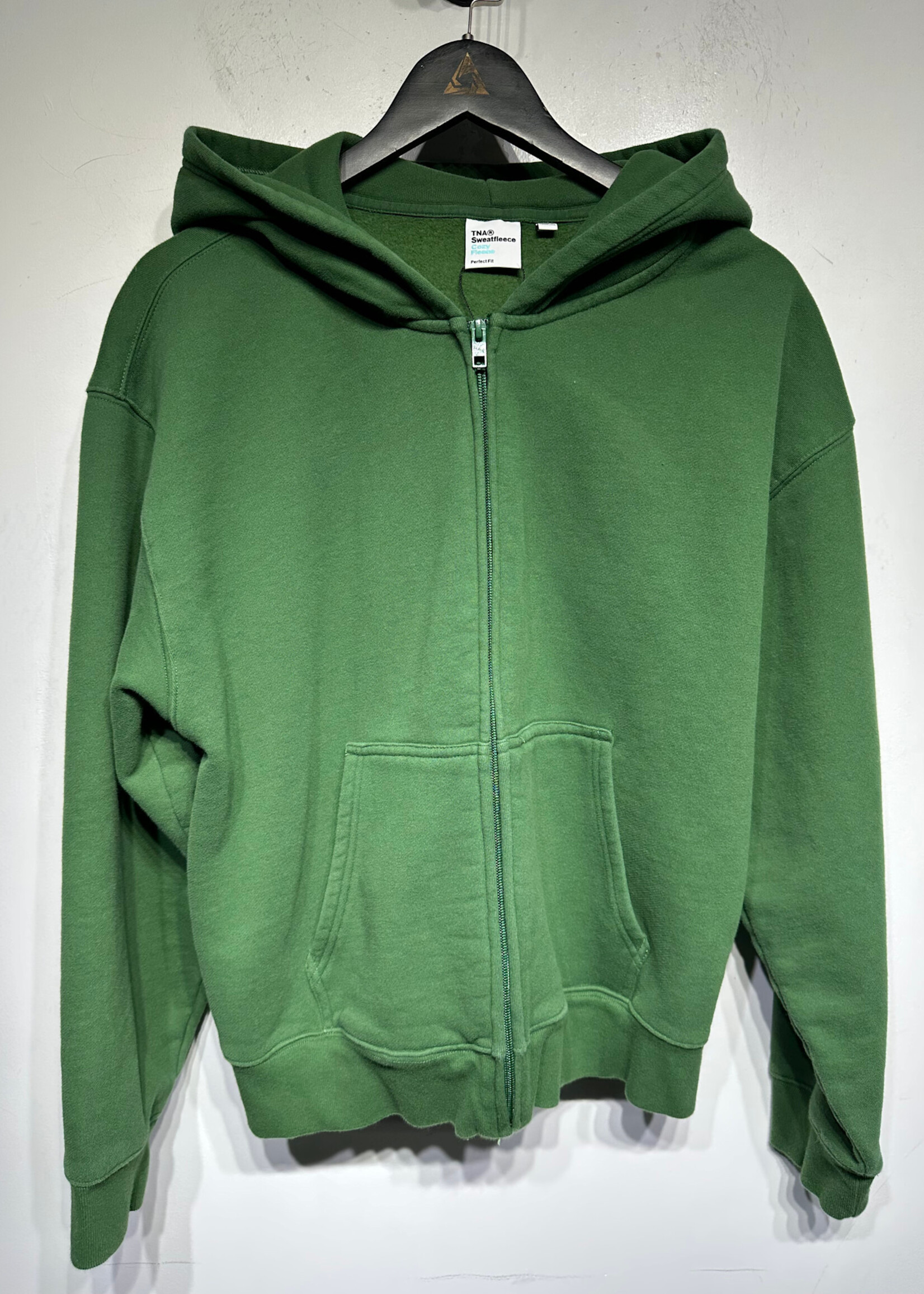 TNA Green Oversized Fleece Zip Up Sweater Unisex L