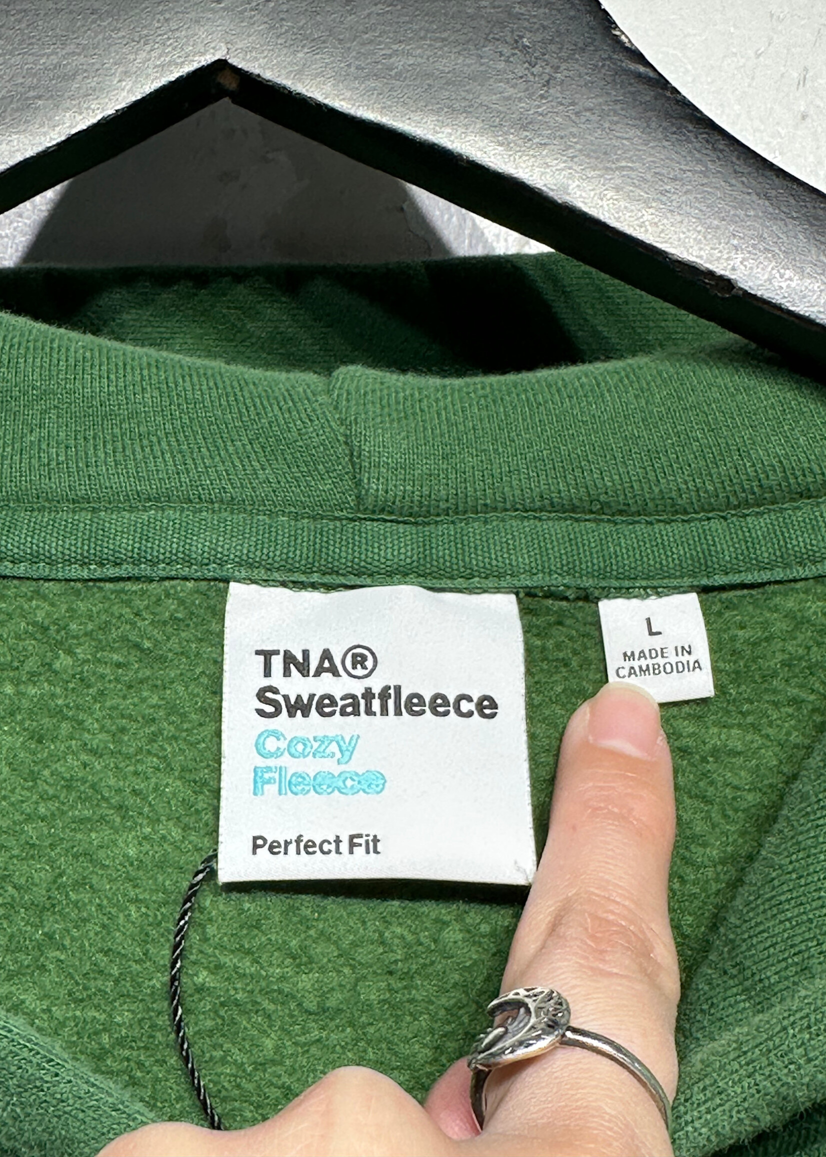 TNA Green Oversized Fleece Zip Up Sweater Unisex L