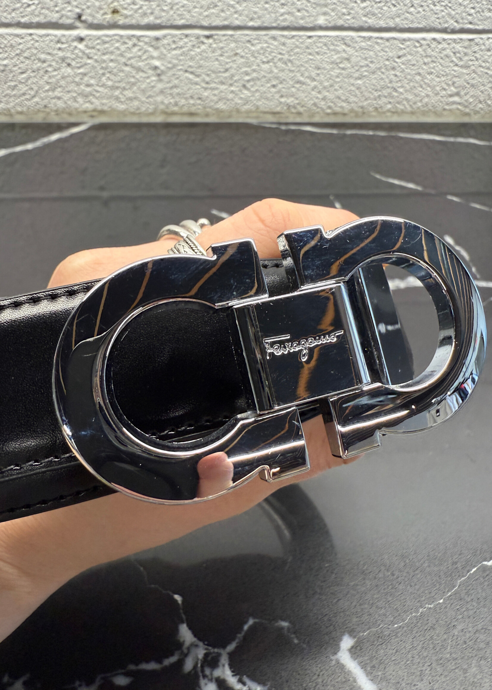 Ferragamo Black Brown Reversible Belt