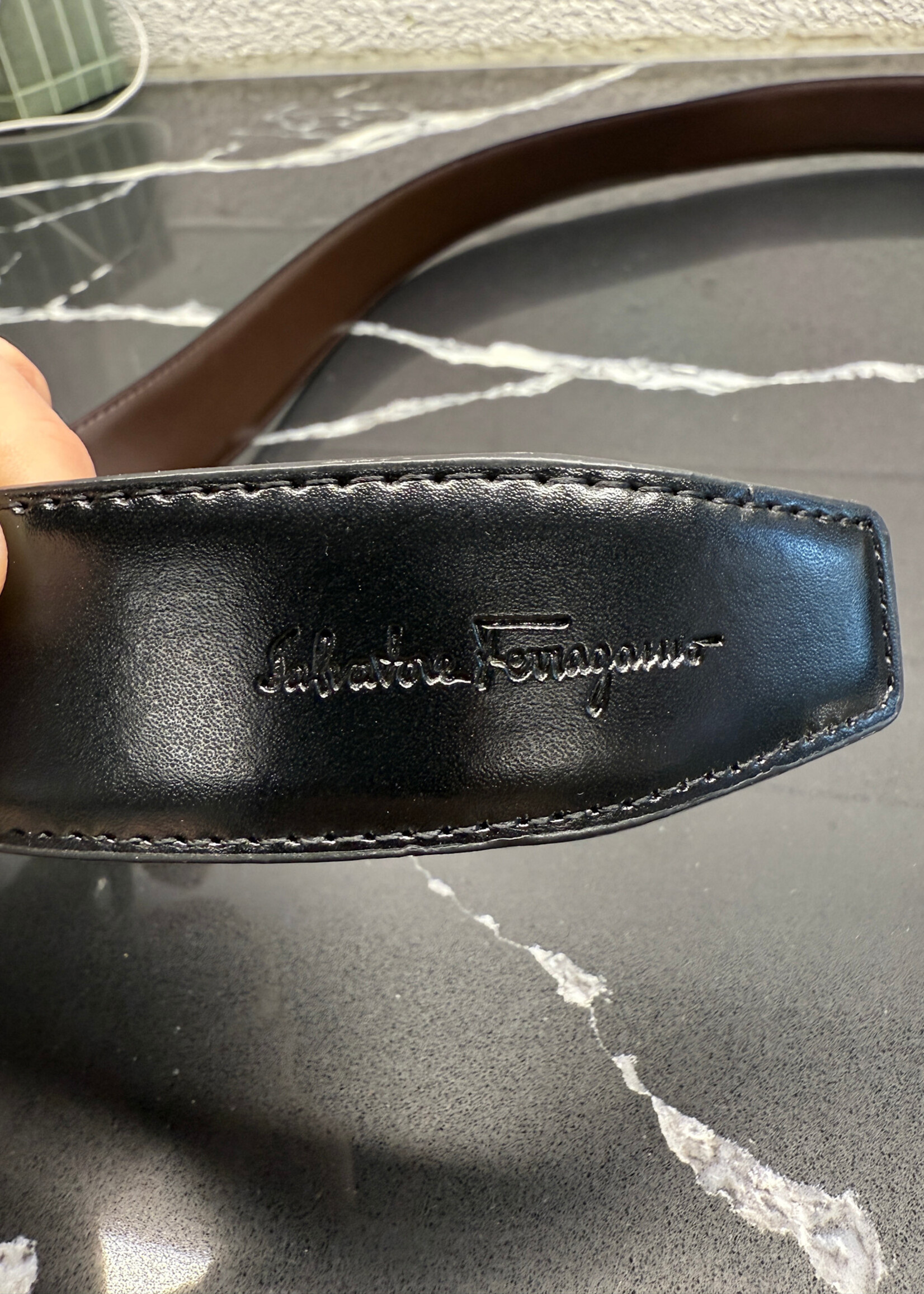 Ferragamo Black Brown Reversible Belt