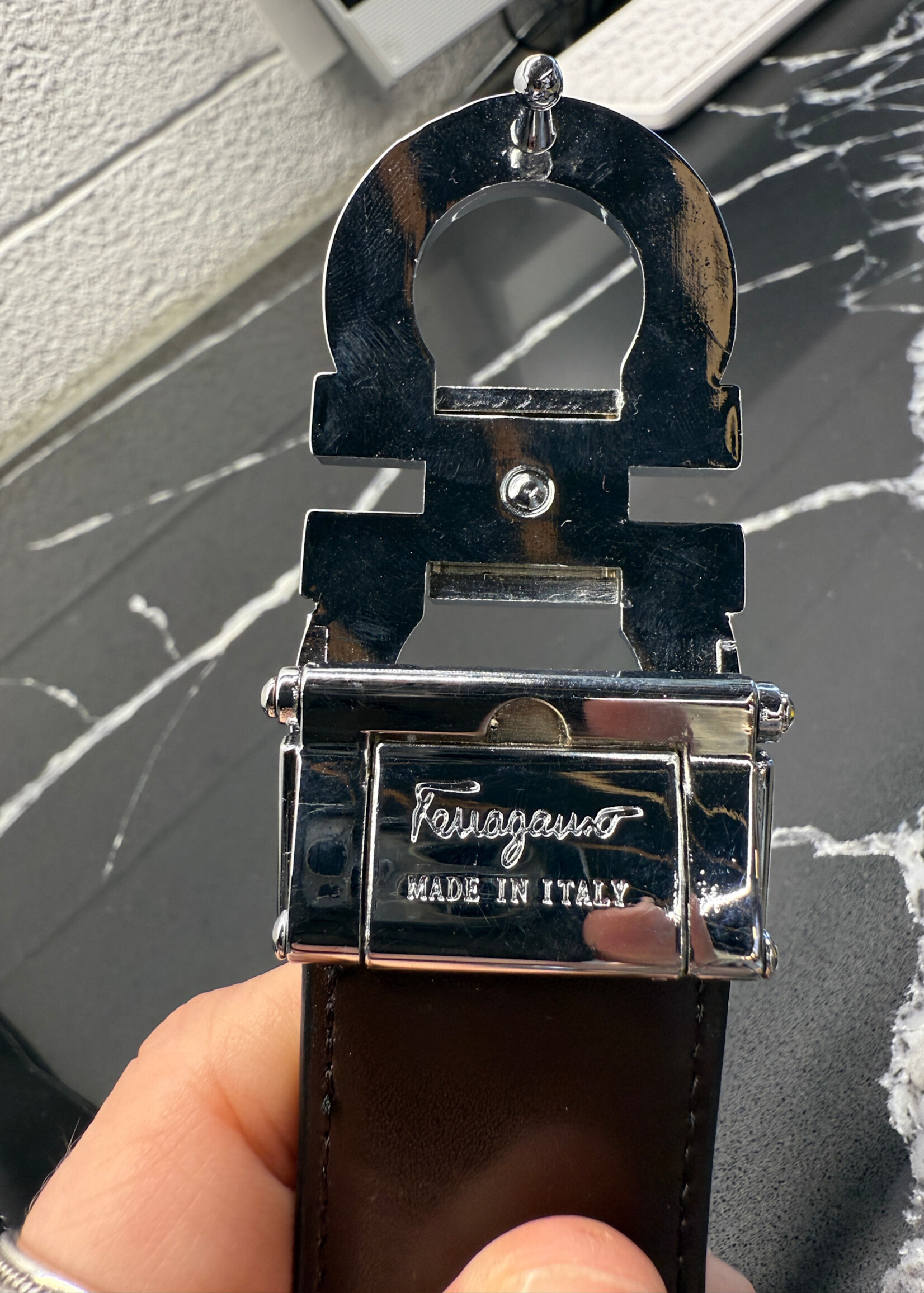Ferragamo Black Brown Reversible Belt