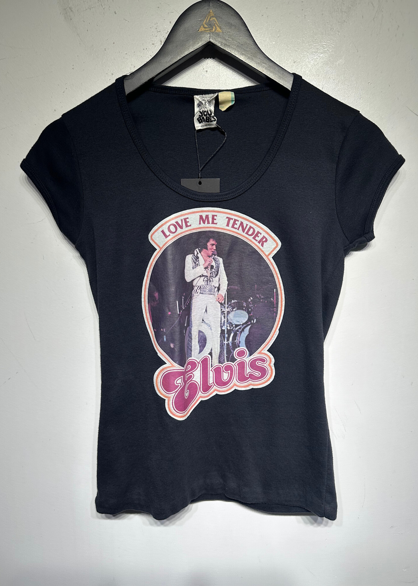 You Babes Vintage Elvis Black Tee Fem L