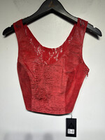 Bermans Vintage Red Leather/Lace Tank S
