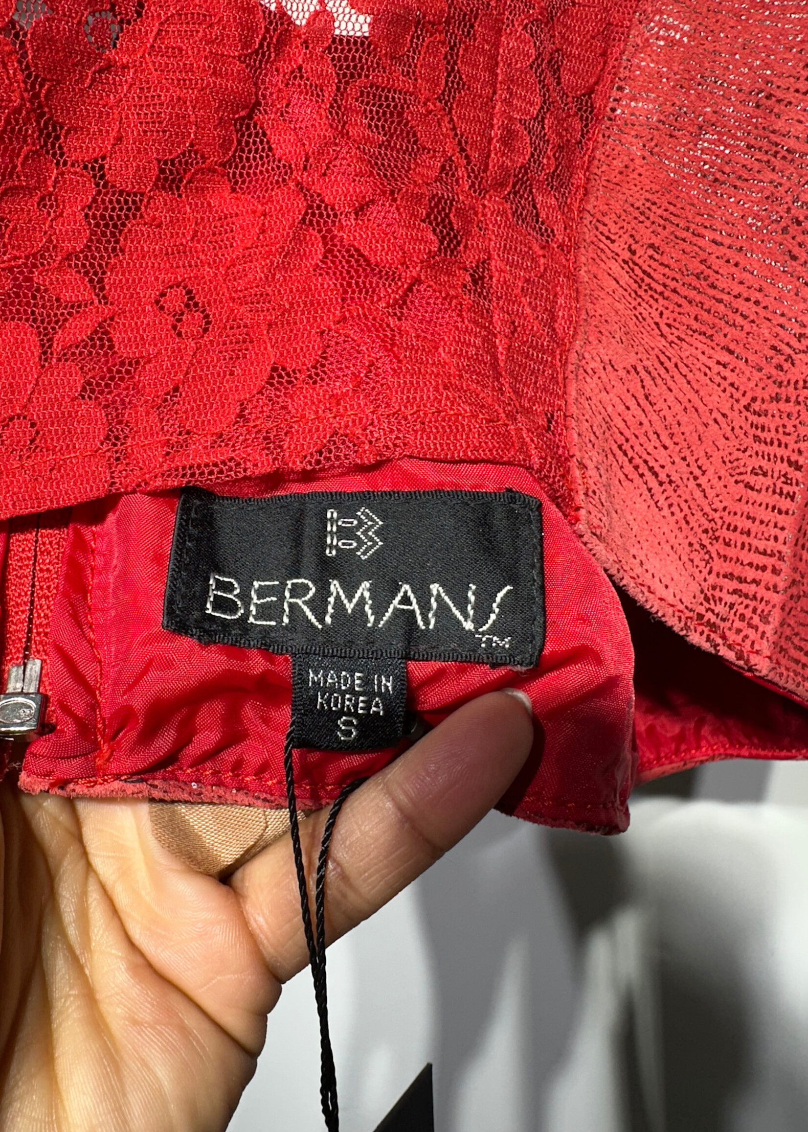 Bermans Vintage Red Leather/Lace Tank S