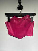 Vintage No Label Hot Pink Leather Strapless Top XS