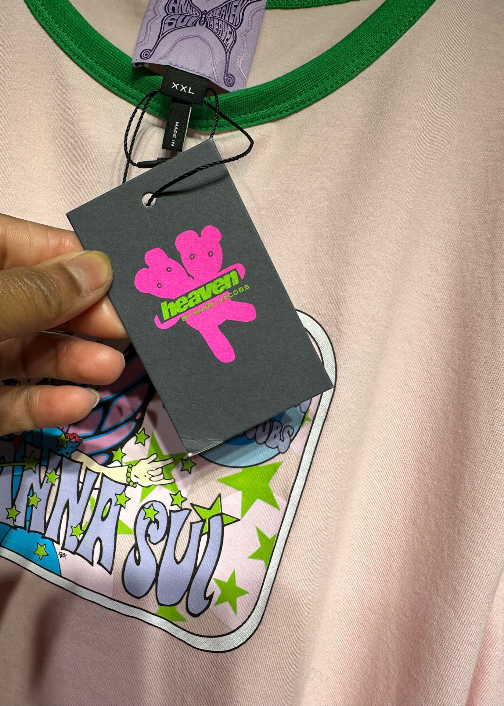 NWT Heaven x Anna Sui Pink Green Ringer XXL
