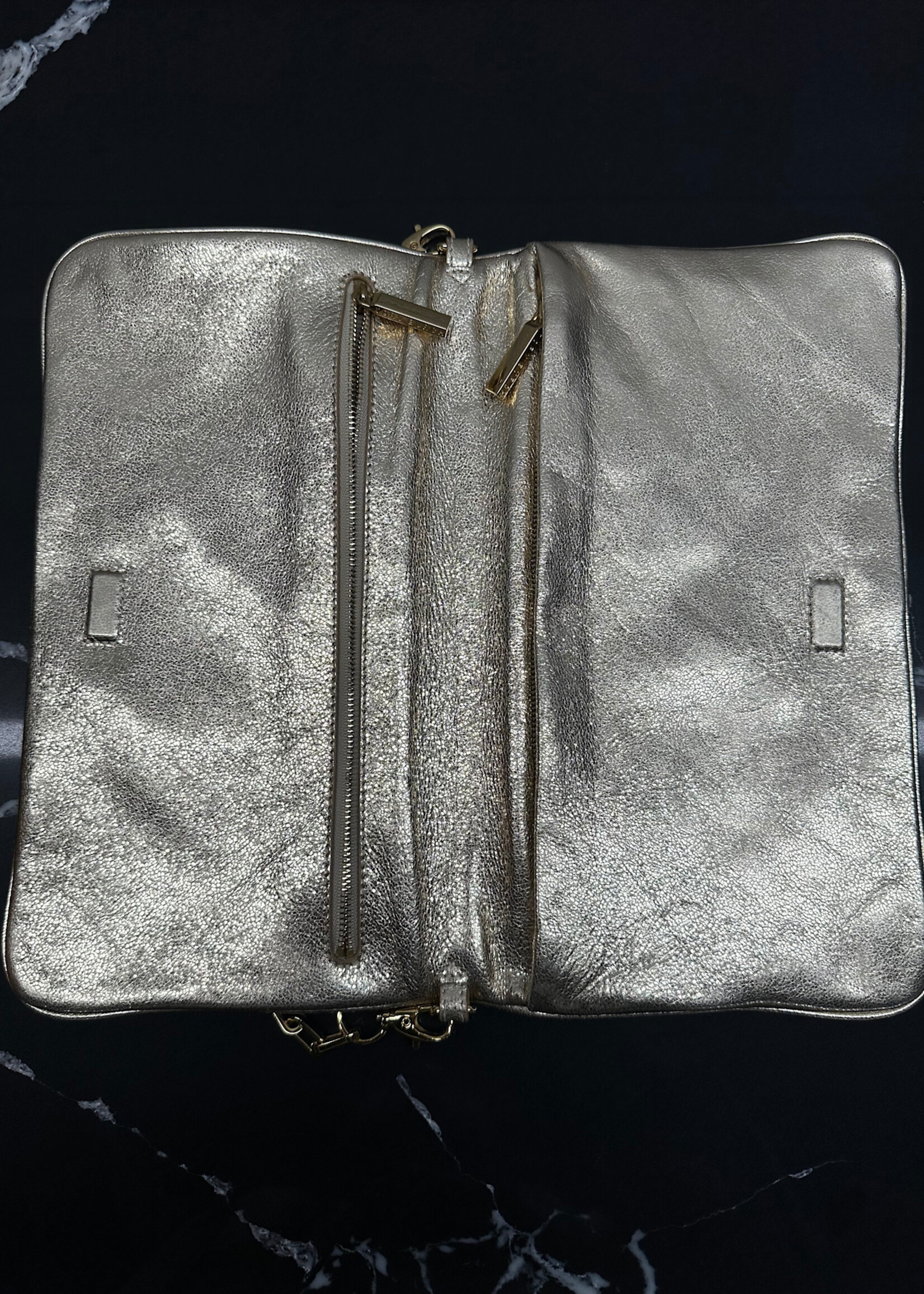 Tory Burch Gold Foldover Leather Purse