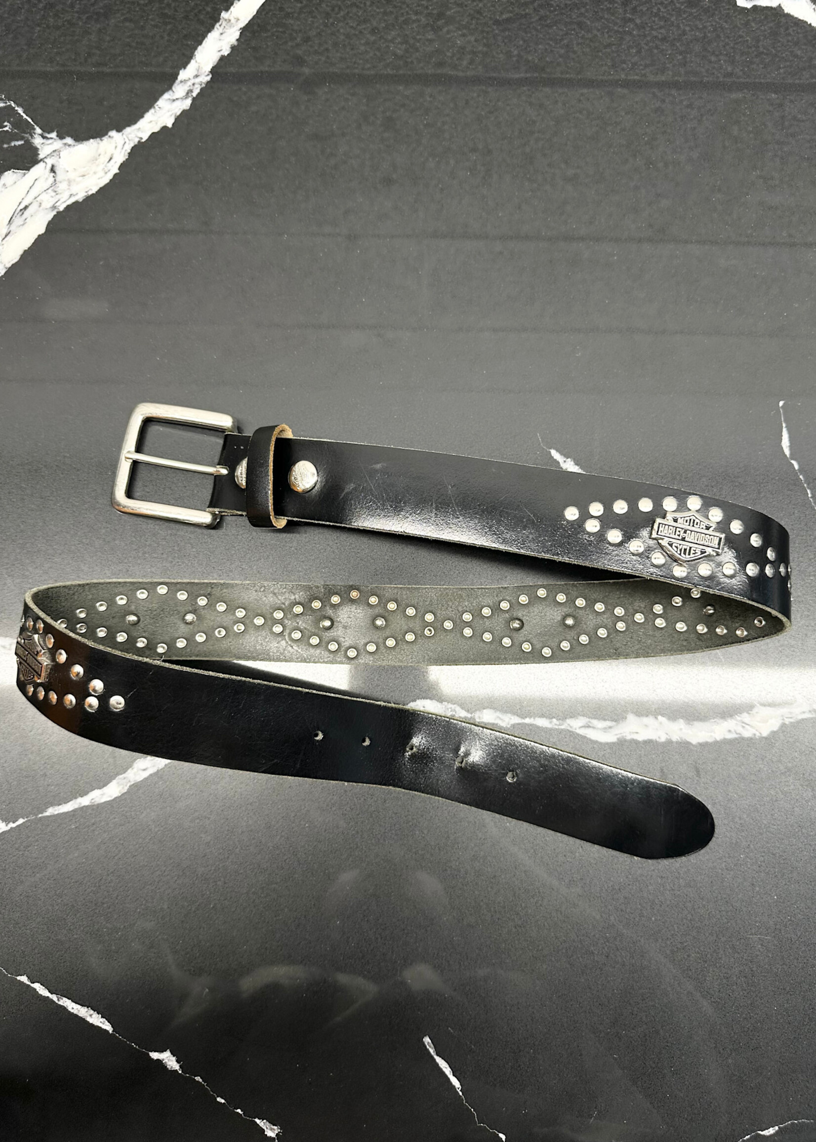 Harley Logo Emblem Studded Belt