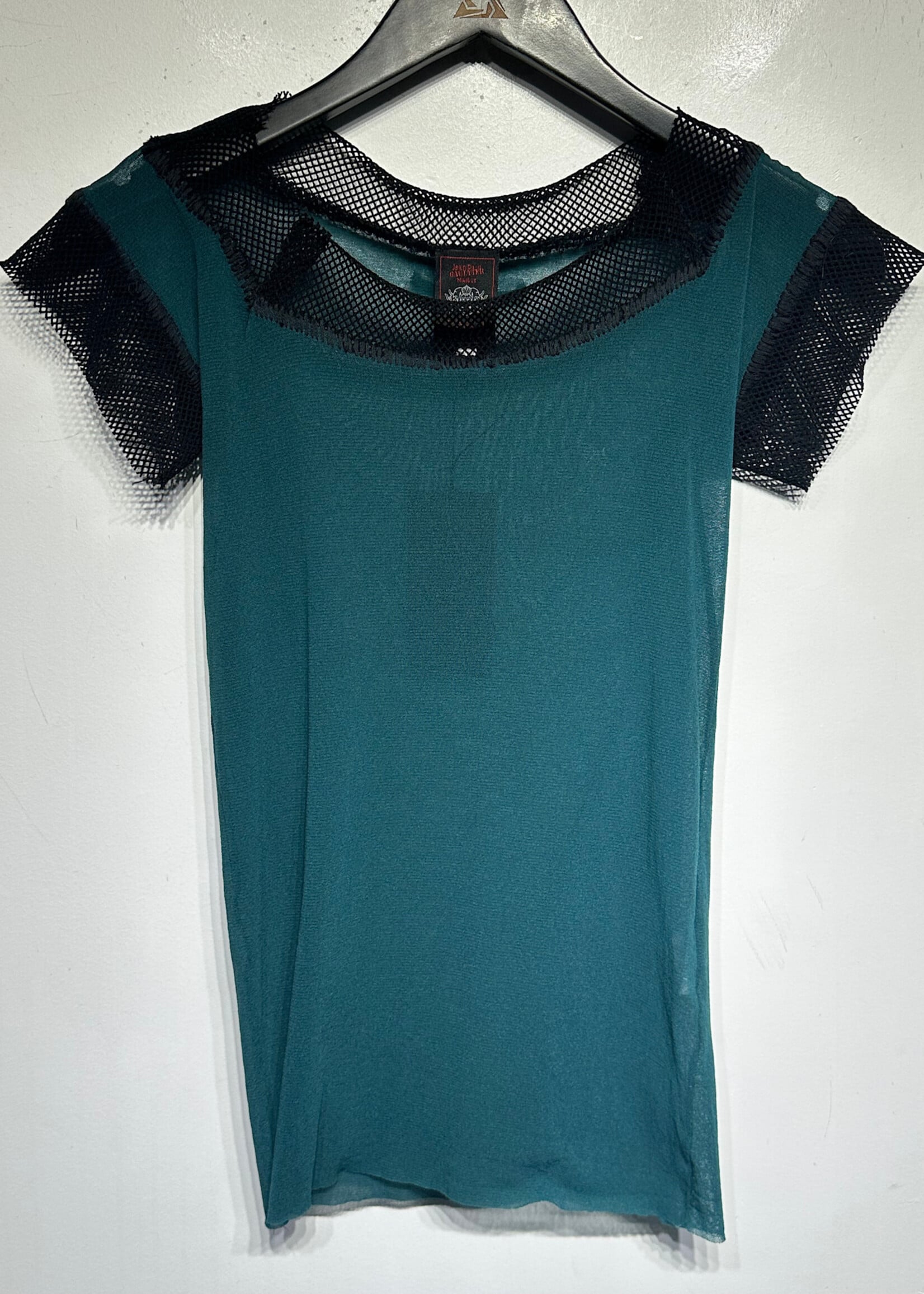 Jean Paul Gaultier Teal Mesh Top M