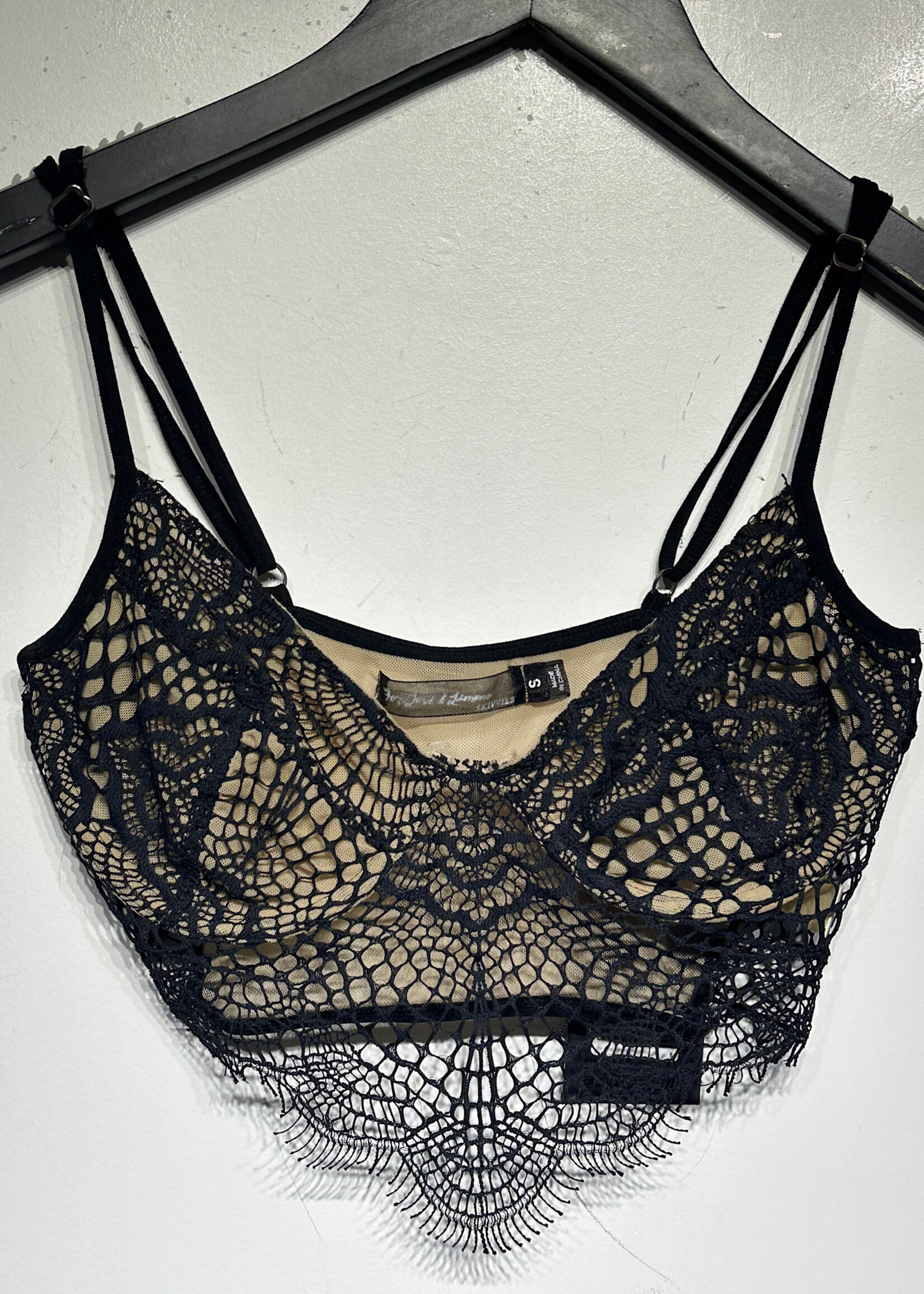 For The Love And Lemons Black Lace Bralette S