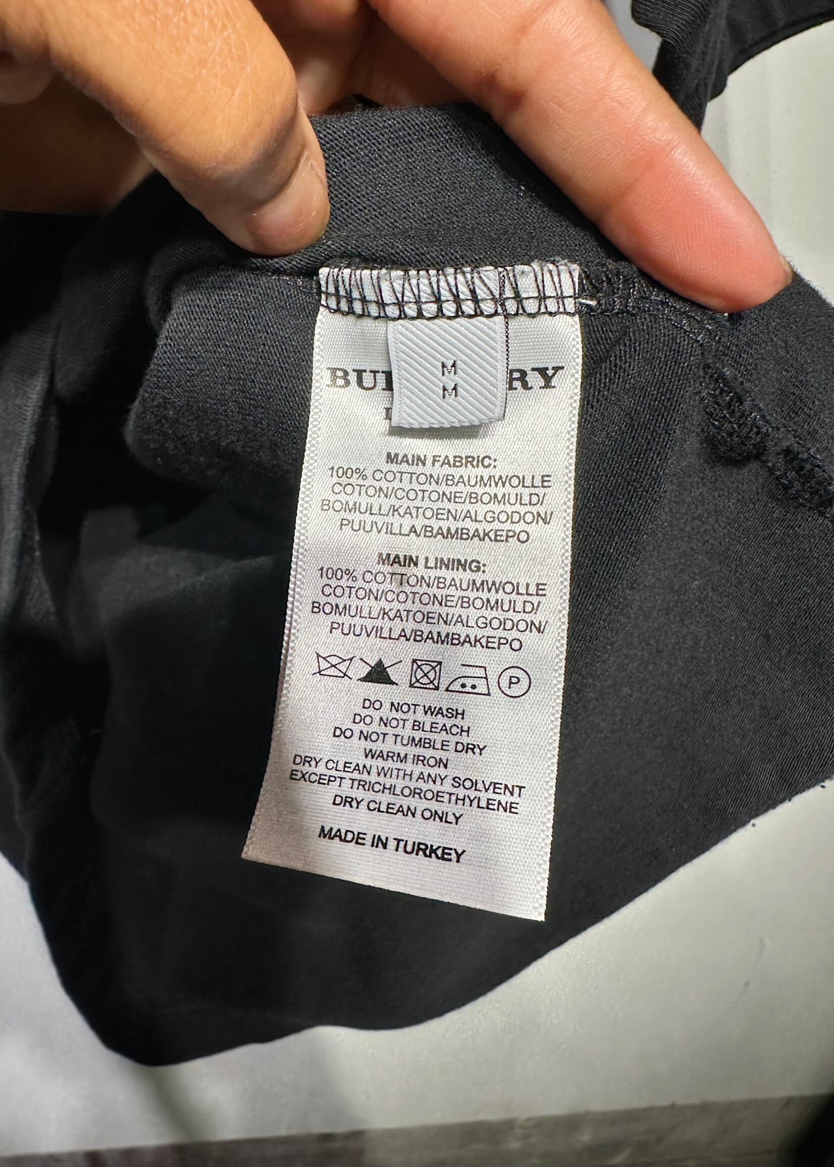 Burberry Plaid Small Logo 'B' Embroidered Tee L