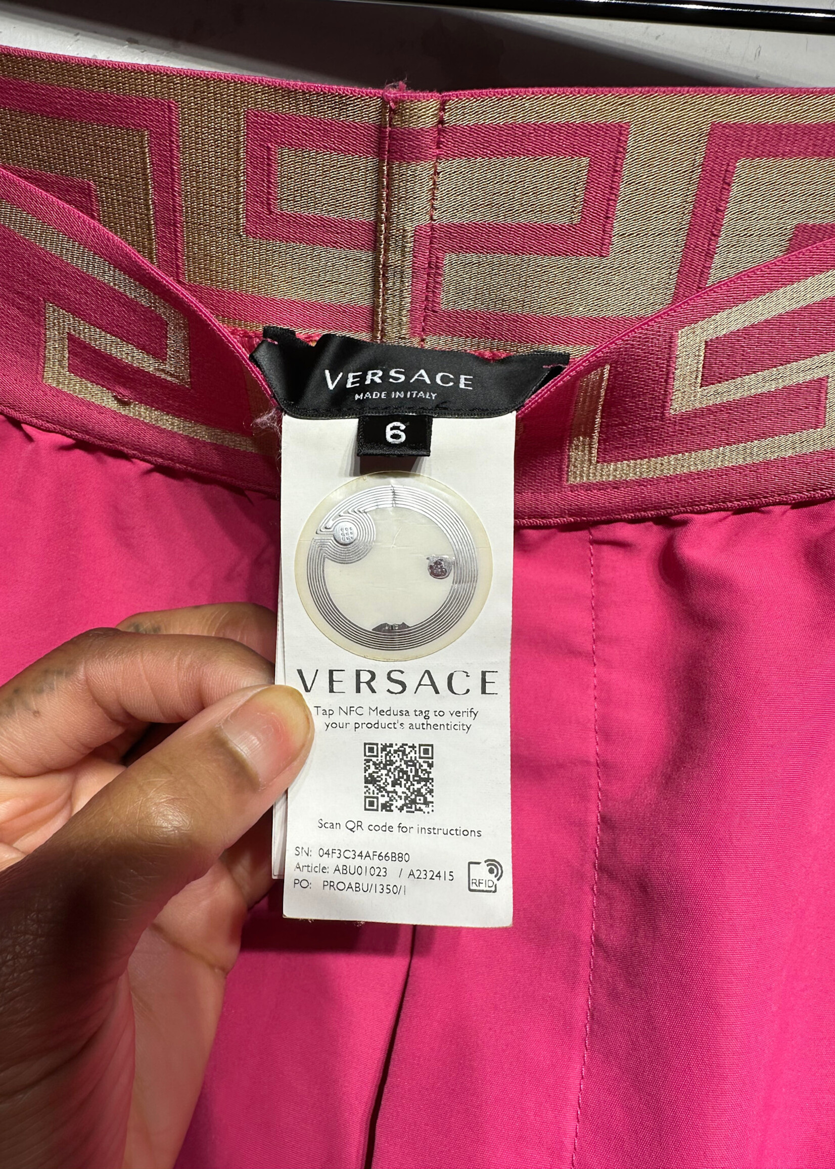 Versace Pink Mongram Waist Elastic Shorts 32-35