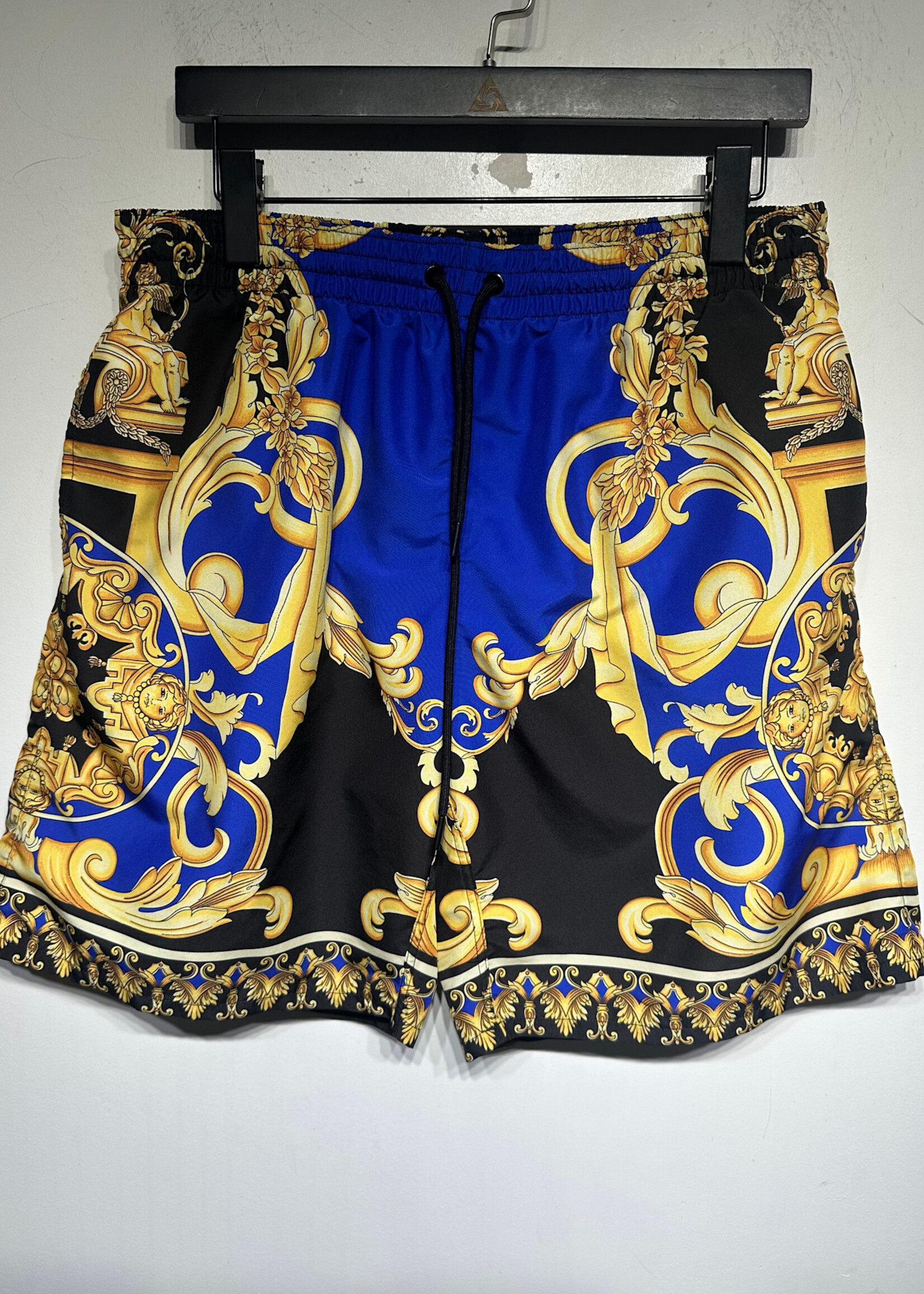 Versace Blue Gold Black Baroque Shorts Masc 32