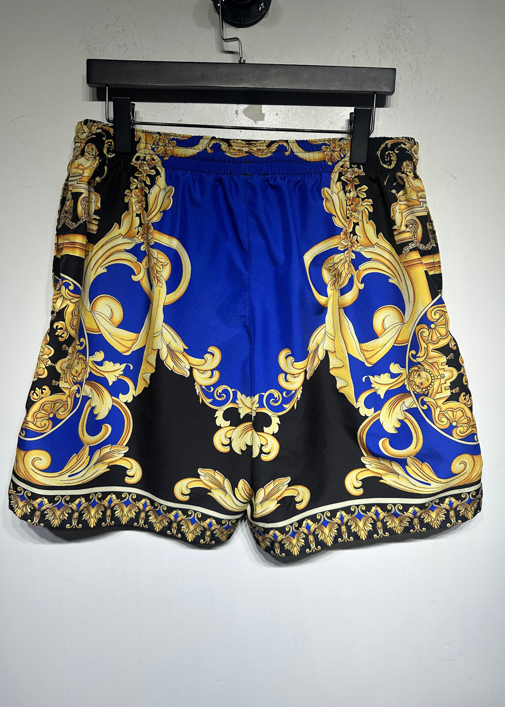 Versace Blue Gold Black Baroque Shorts Masc 32