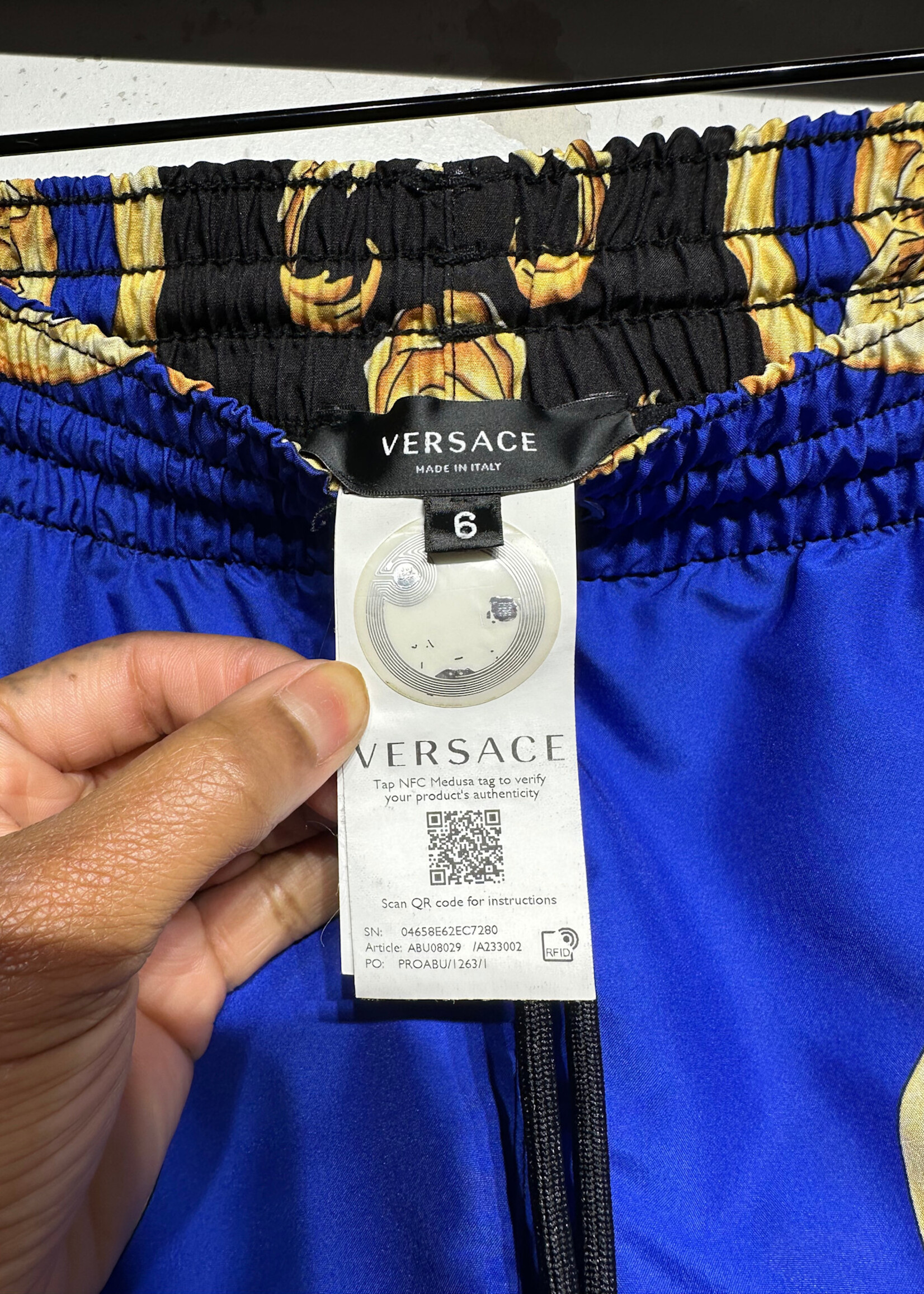 Versace Blue Gold Black Baroque Shorts Masc 32