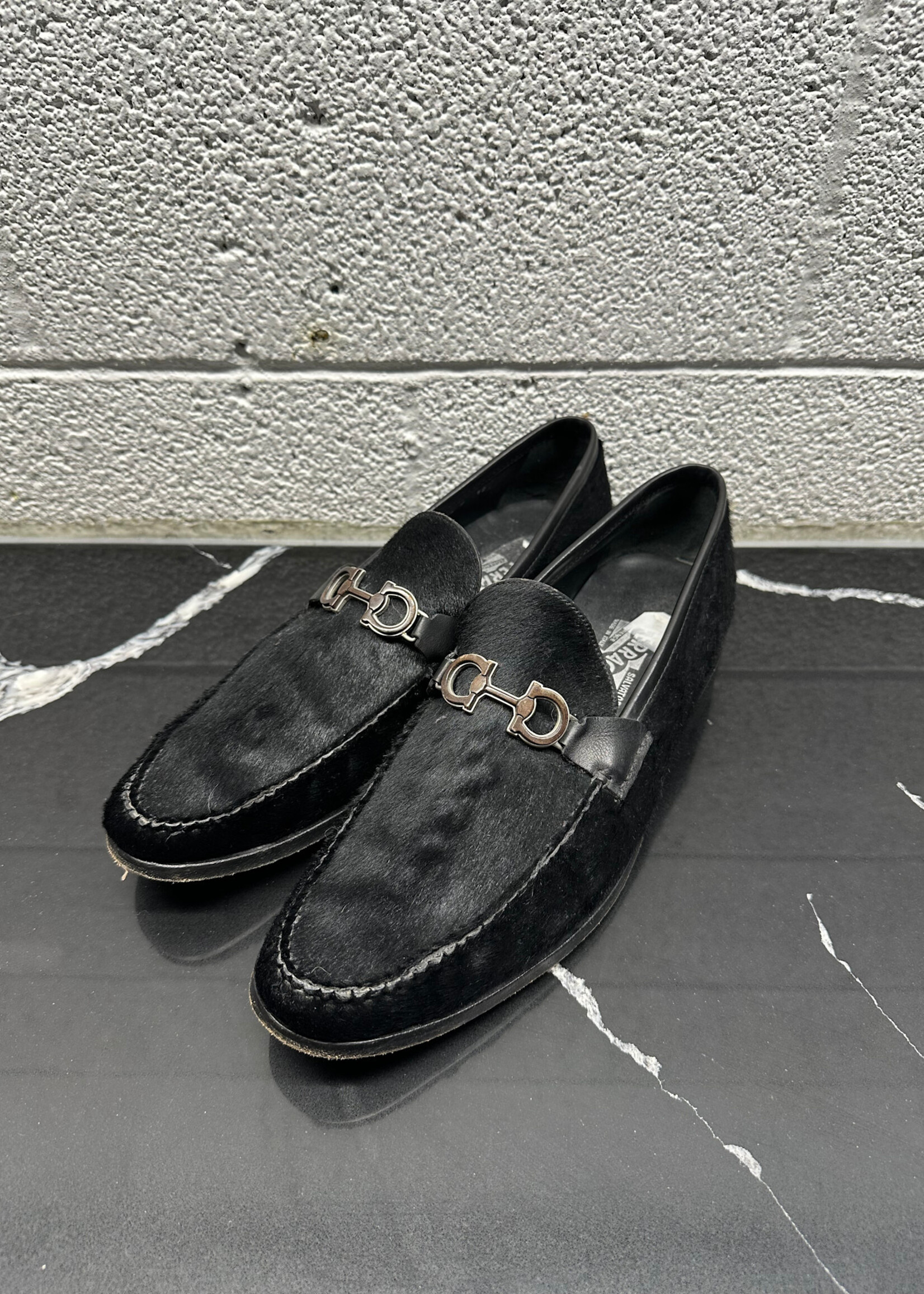 Ferragamo Black Pony Hair Loafers Masc 12