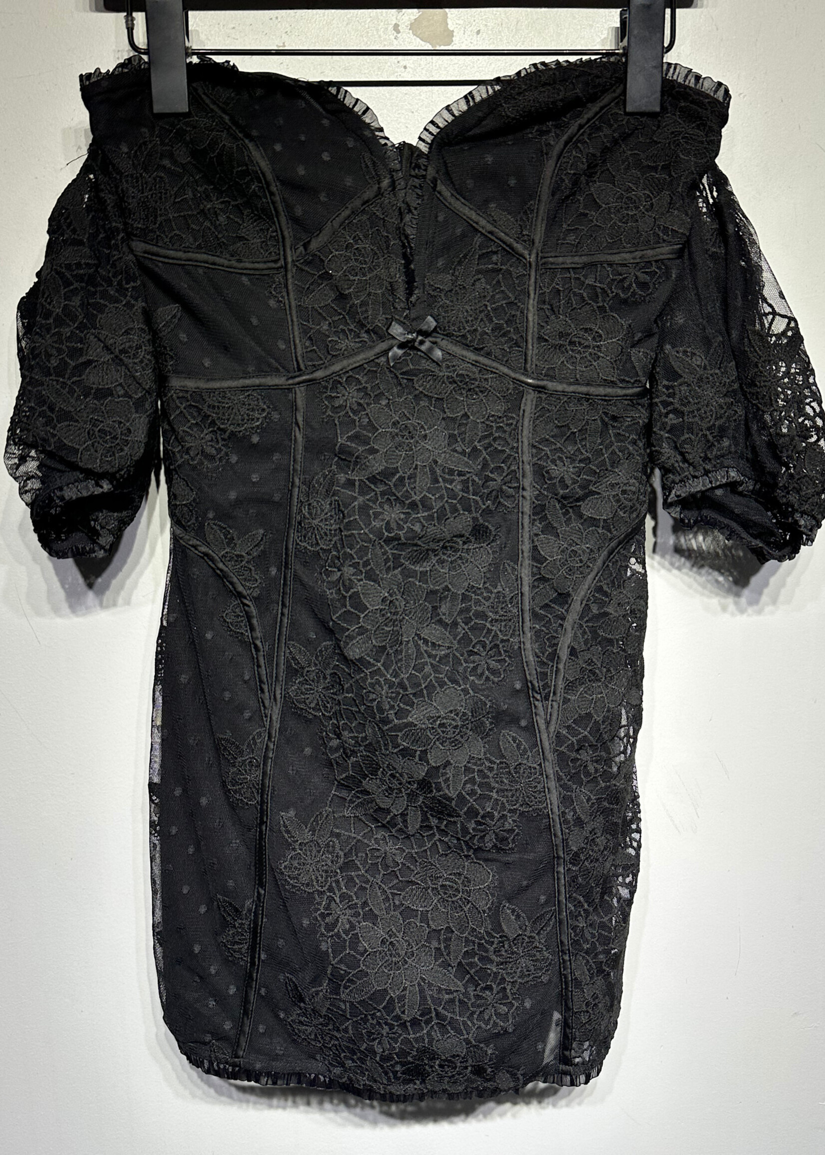NWT For Love & Lemons Black Lace Dress S