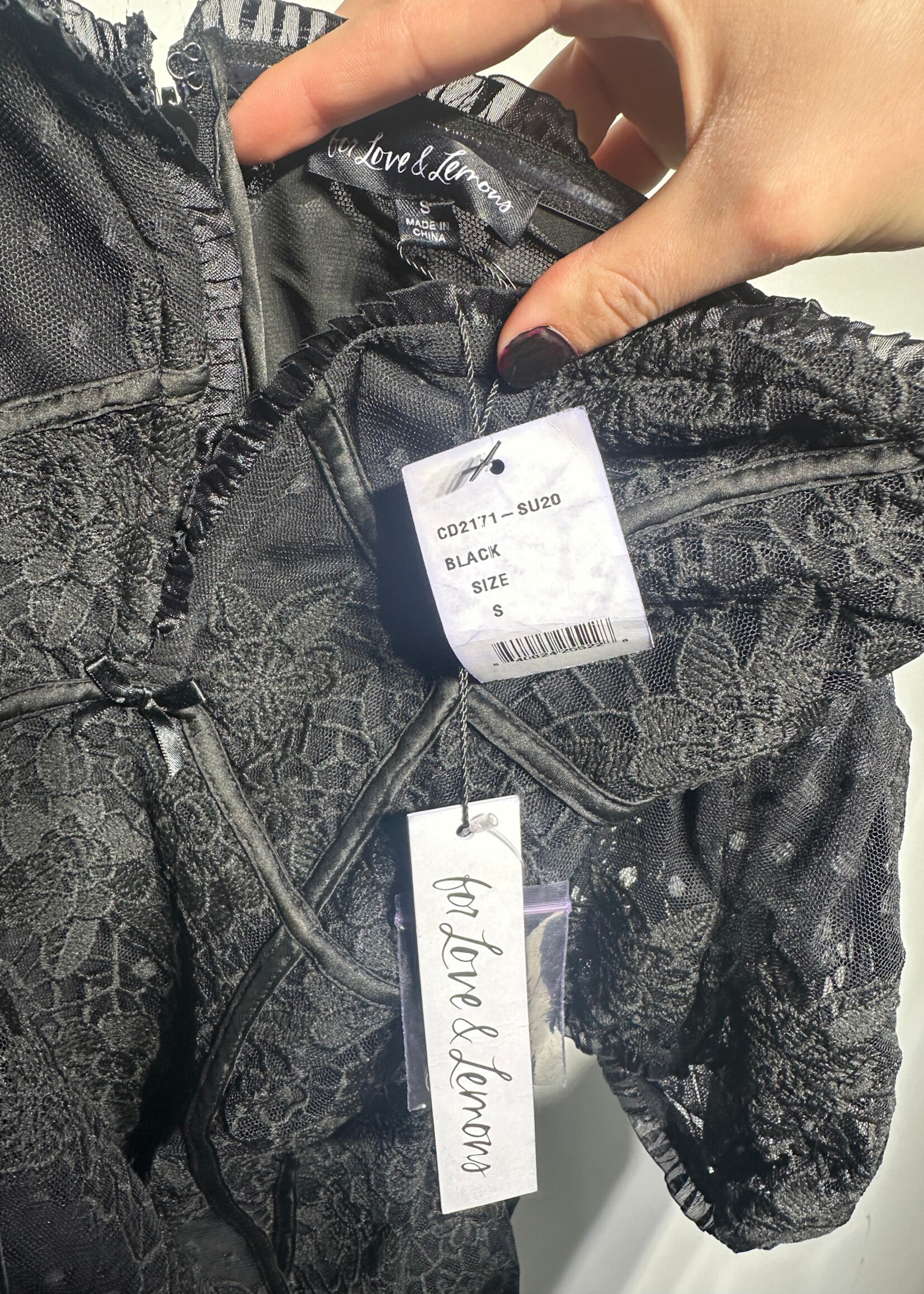 NWT For Love & Lemons Black Lace Dress S