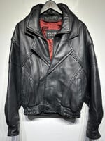 Wilsons Black Leather Zip/Button Snap Jacket M