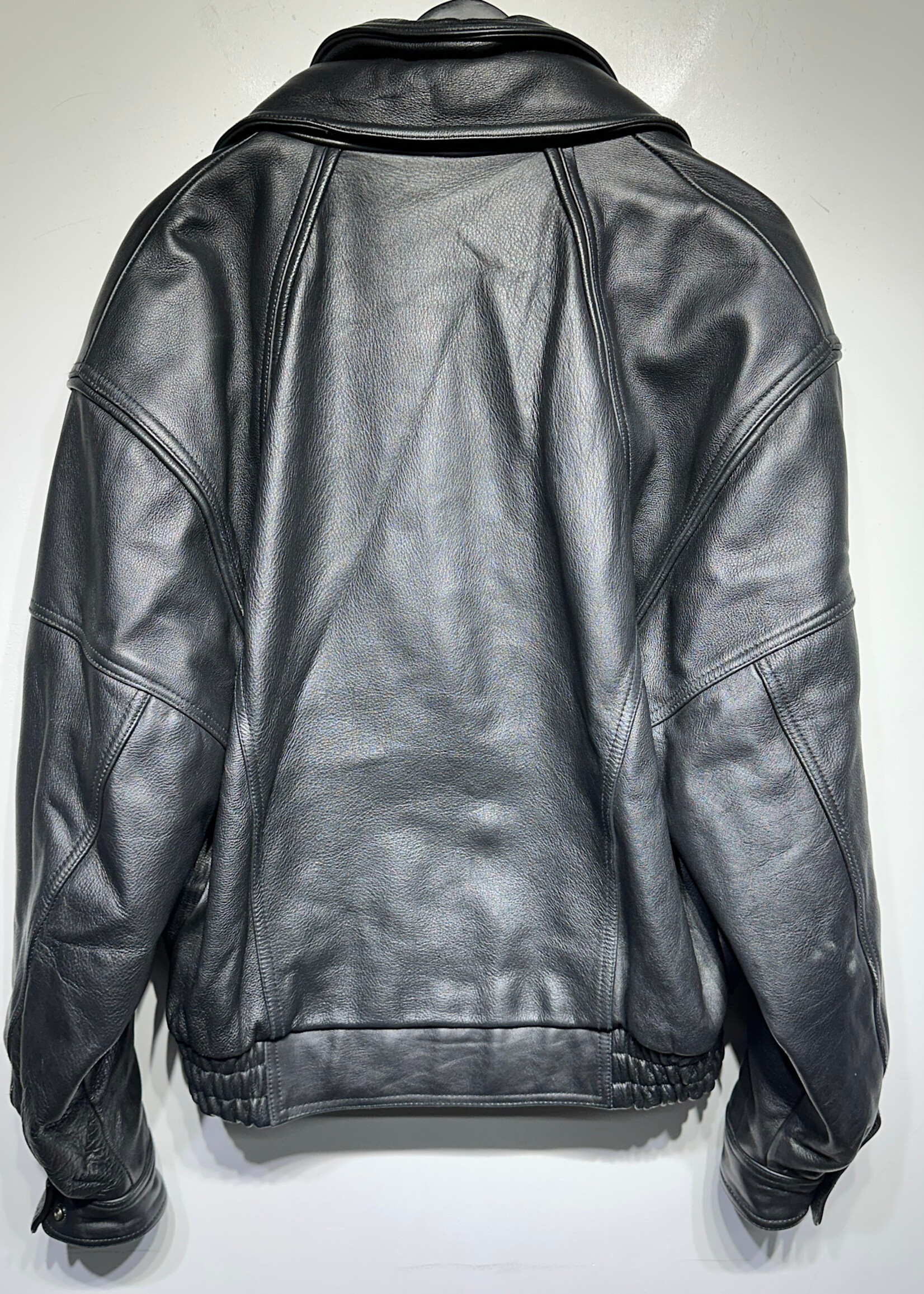 Wilsons Black Leather Zip/Button Snap Jacket M