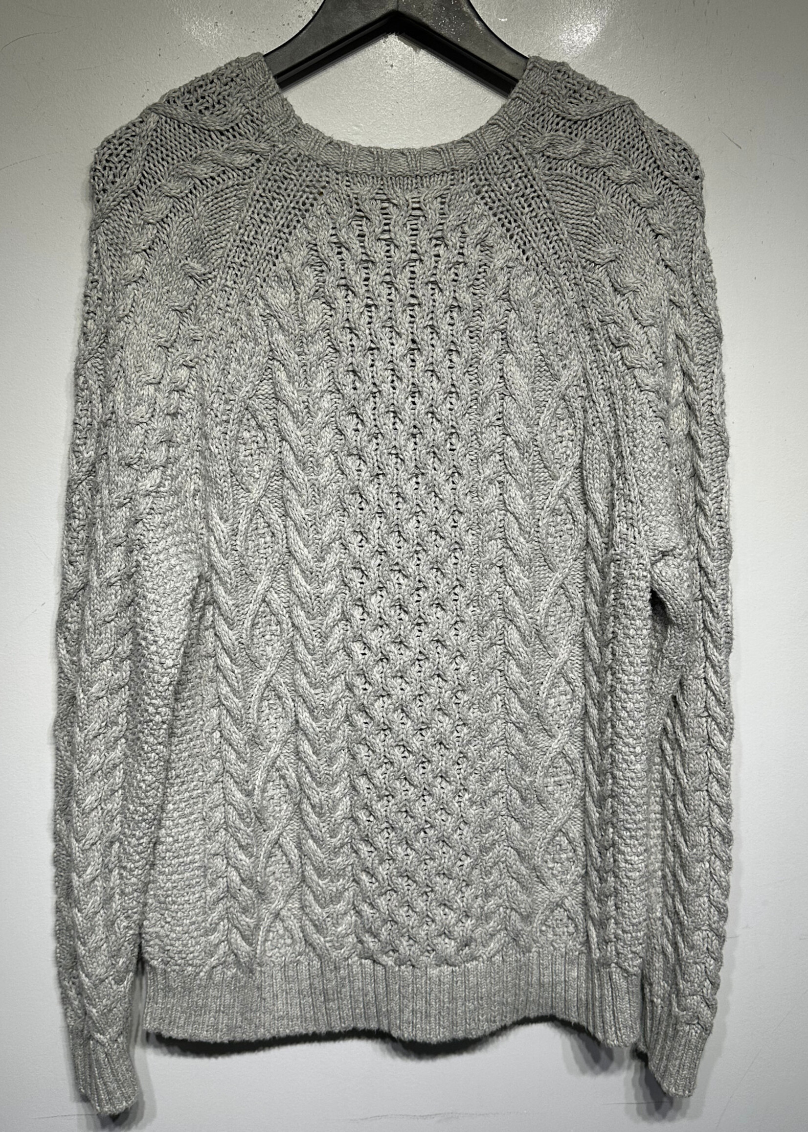 Polo RL Grey Cable Knit Flag Sweater L