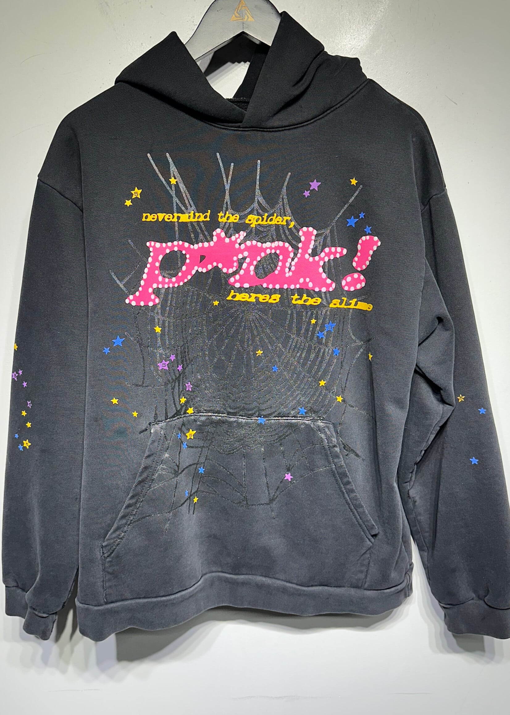 Spider Black Pink Logo Hoodie L