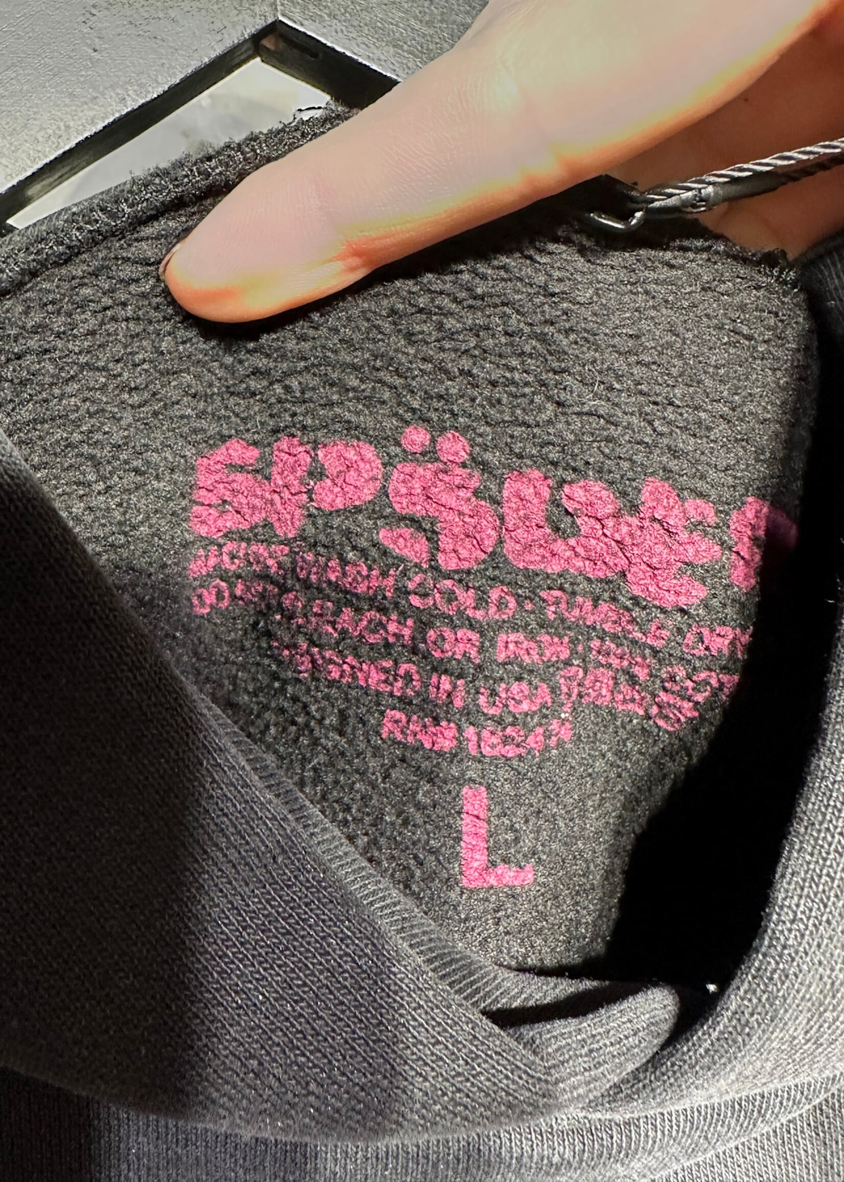 Spider Black Pink Logo Hoodie L