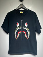 Bape Black Shark Zipper Graphic Tee L