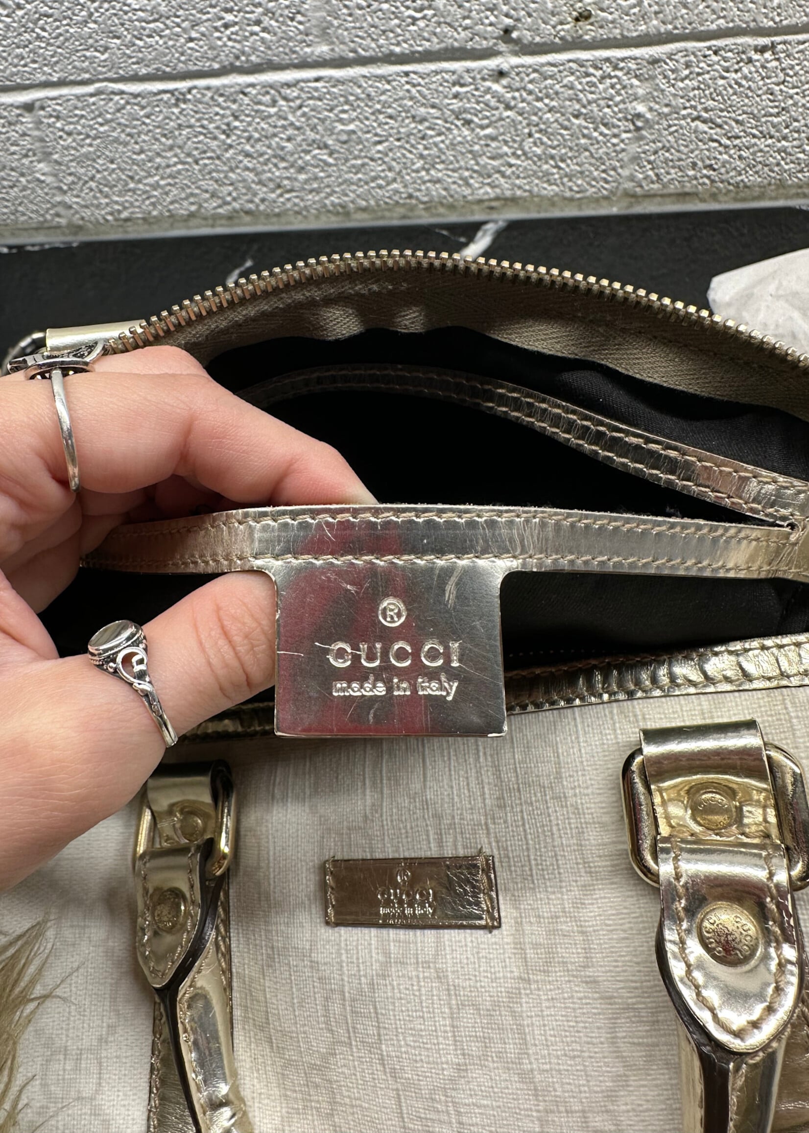 Gucci GG Silver Trim Boston