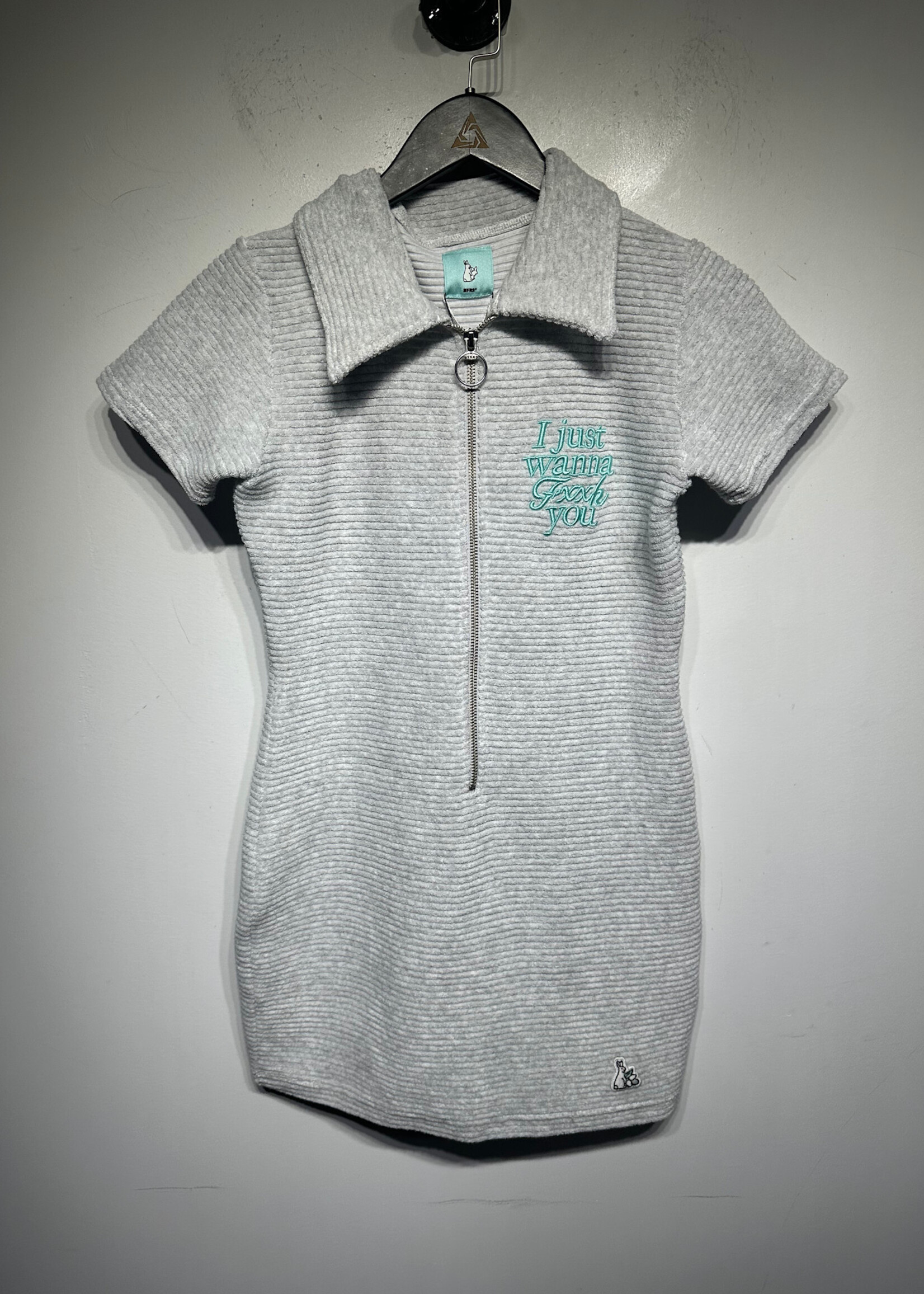 RFR2 NWT Grey Ribbed Zip Dress S