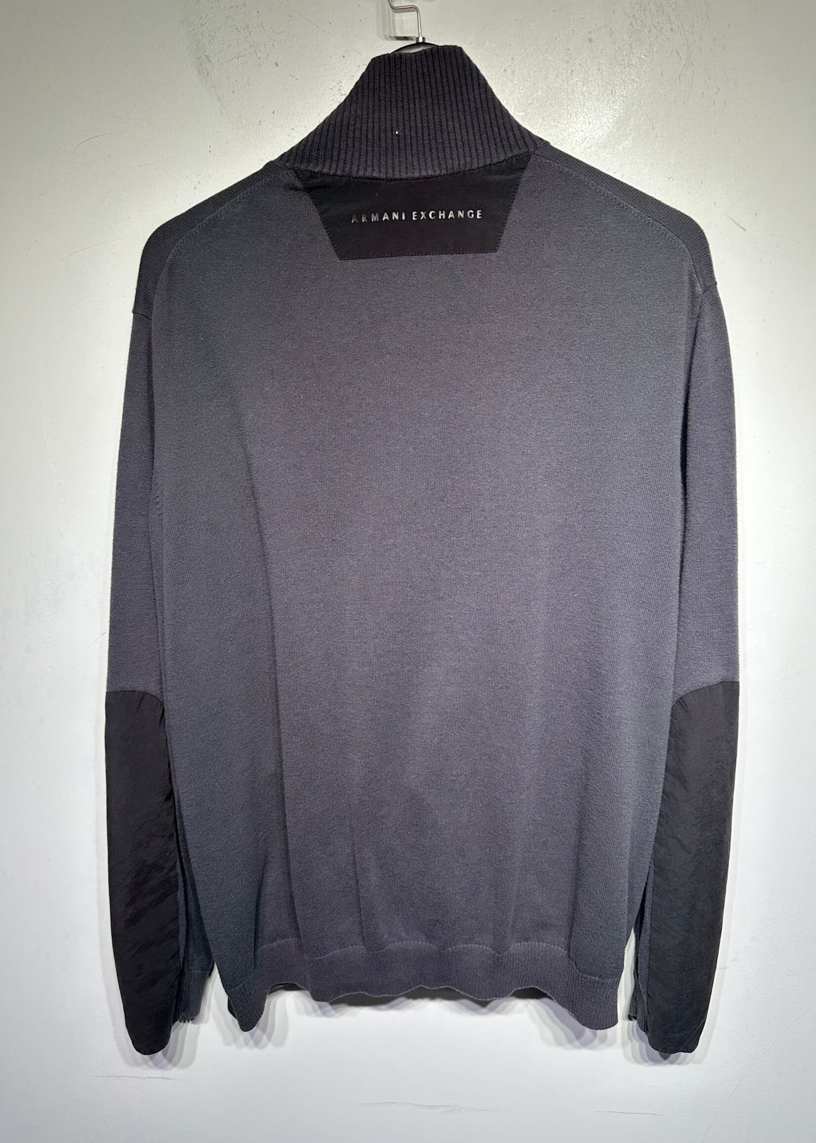 Armani 00s Black Ribbed Zip Sweater XL