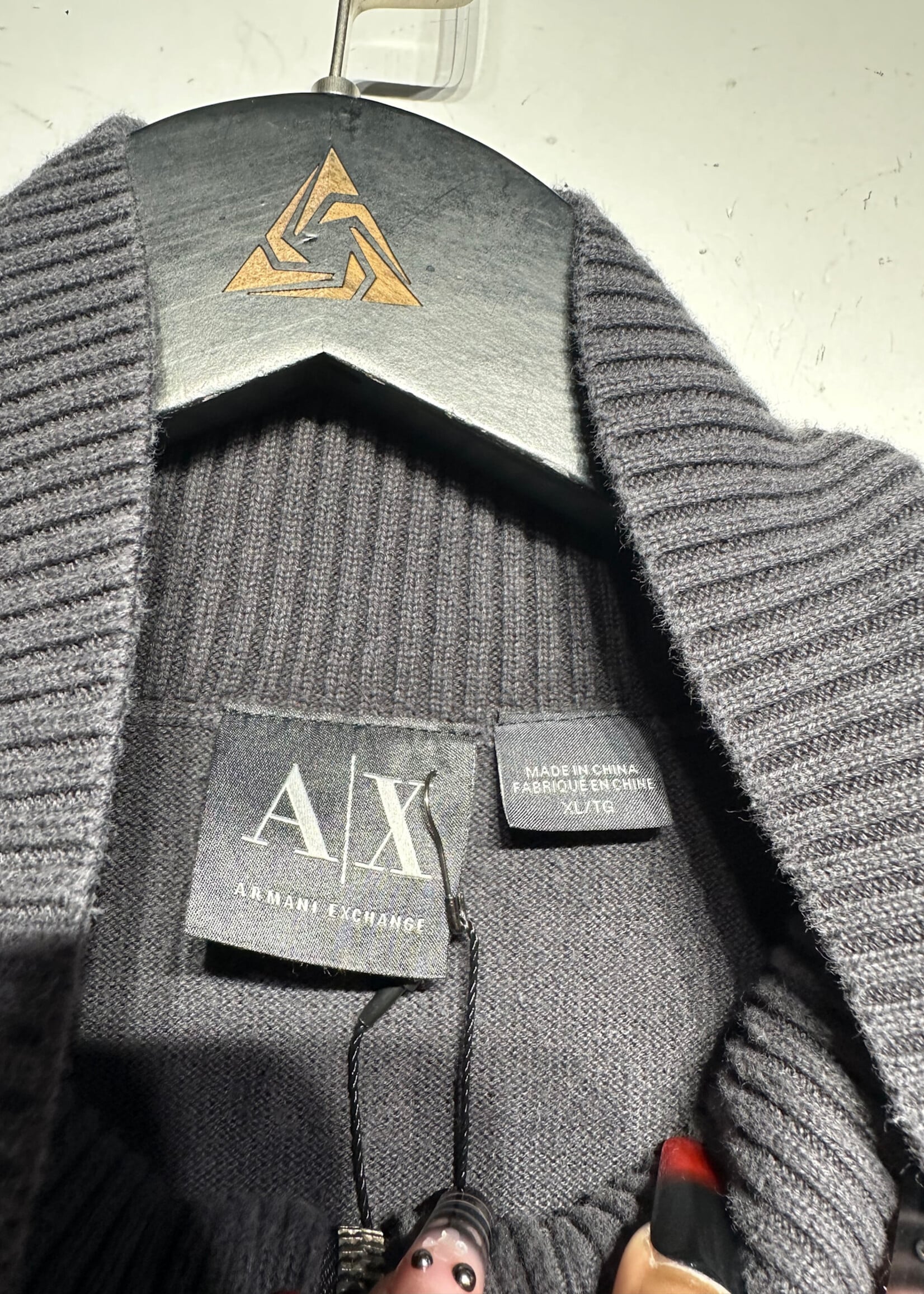 Armani 00s Black Ribbed Zip Sweater XL