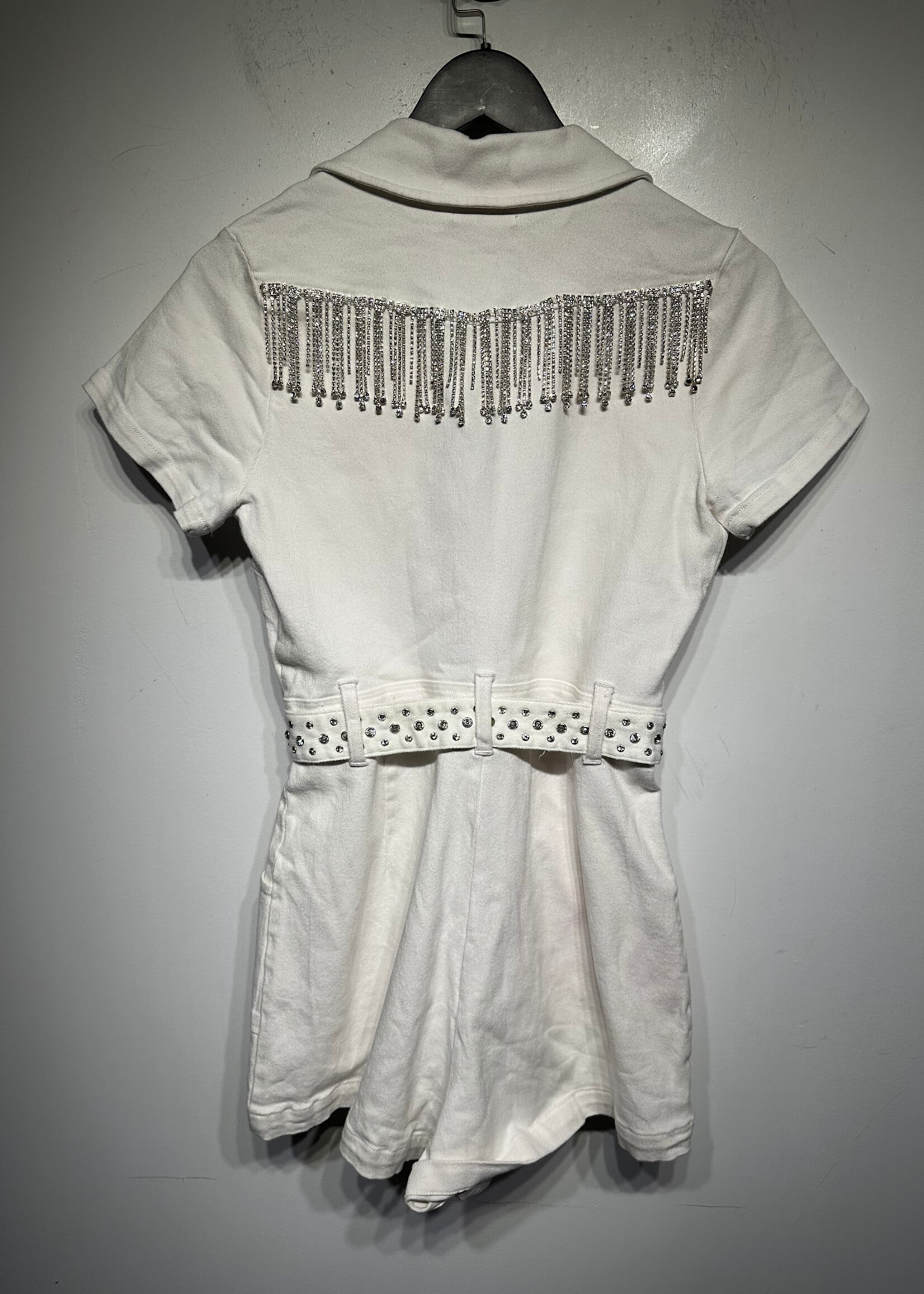 MUMU White Rhinstone Romper M