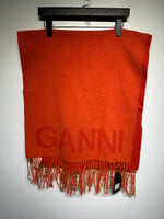Ganni Orange Large Fringe Scarf OS
