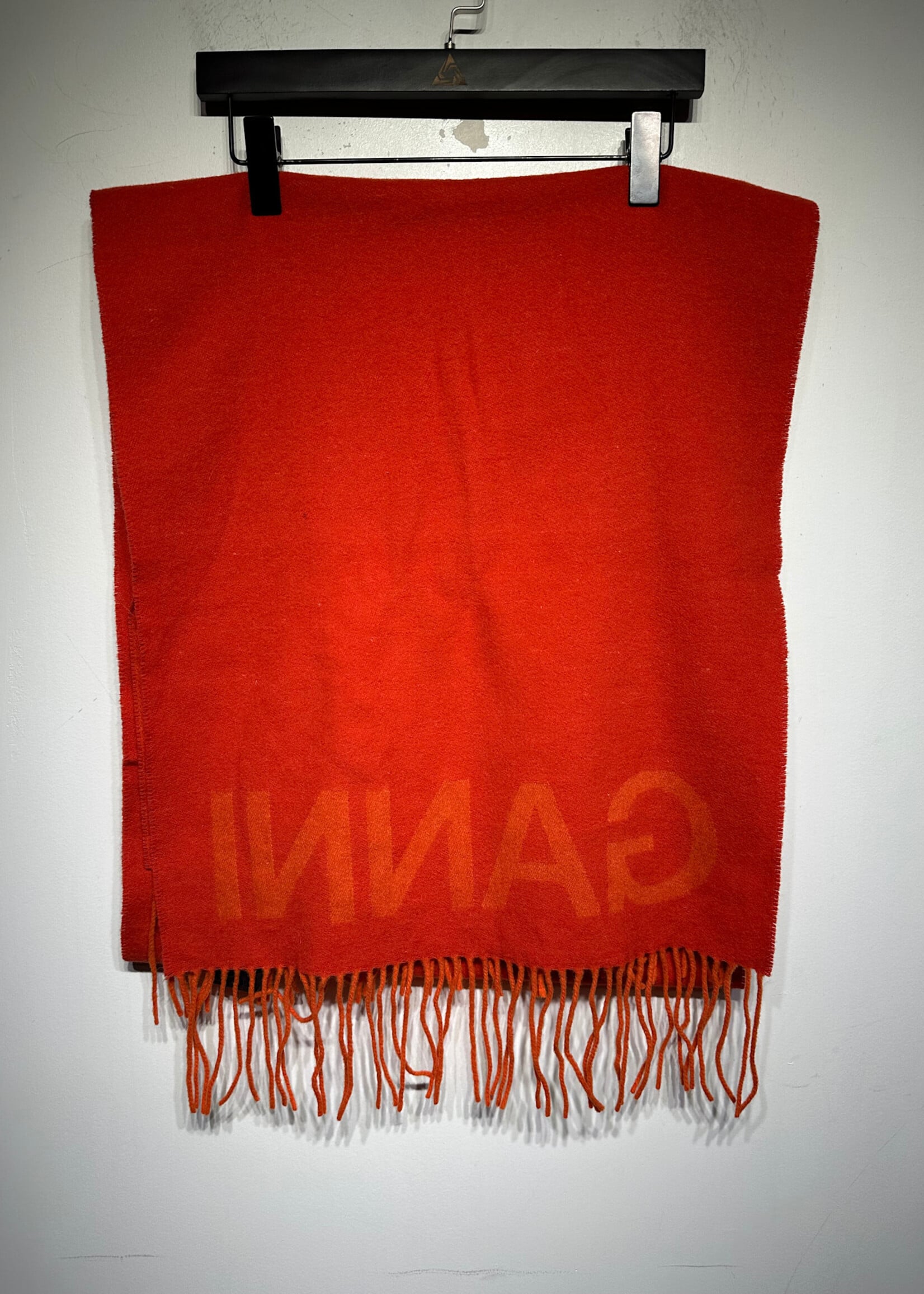 Ganni Orange Large Fringe Scarf OS