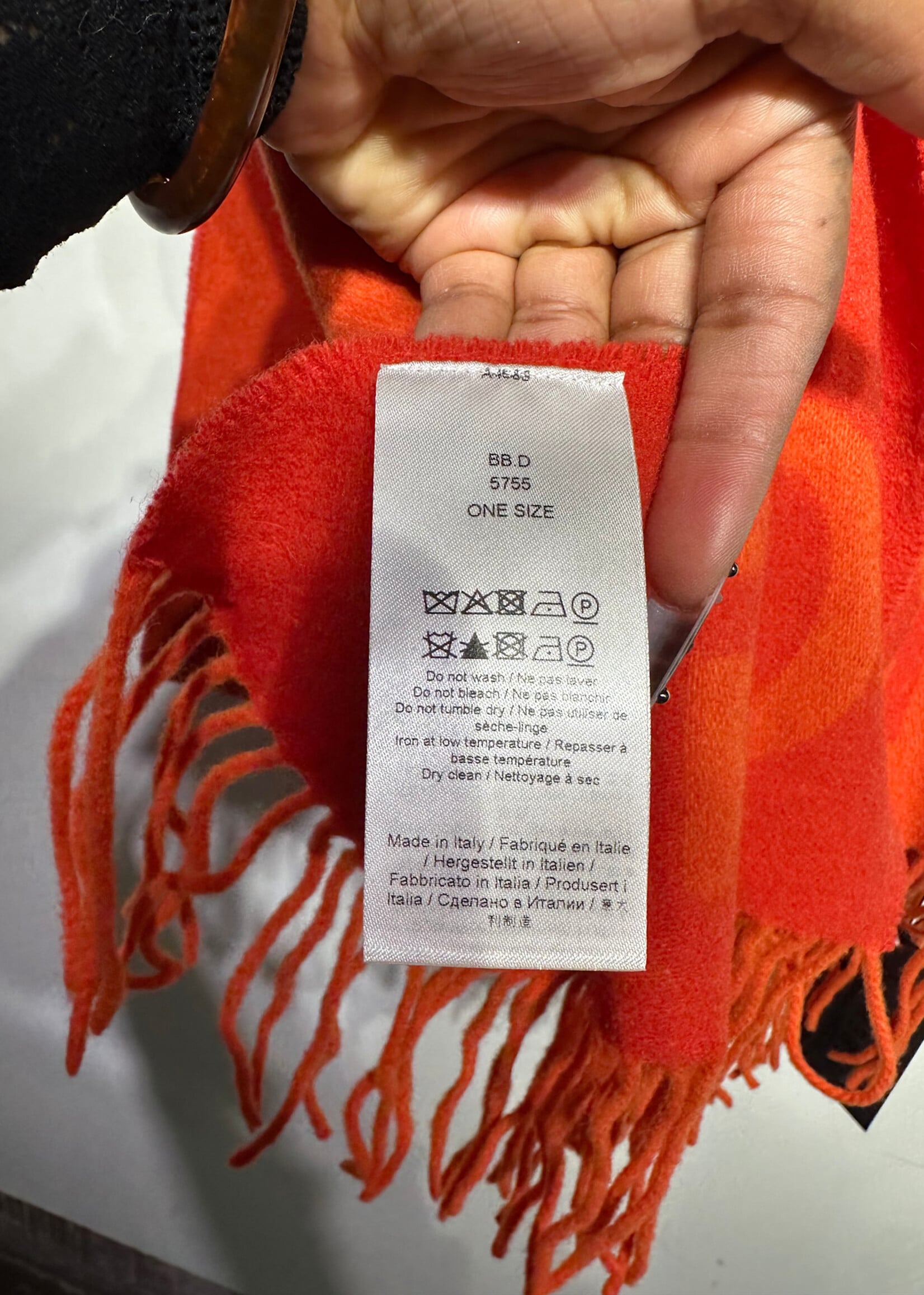 Ganni Orange Large Fringe Scarf OS