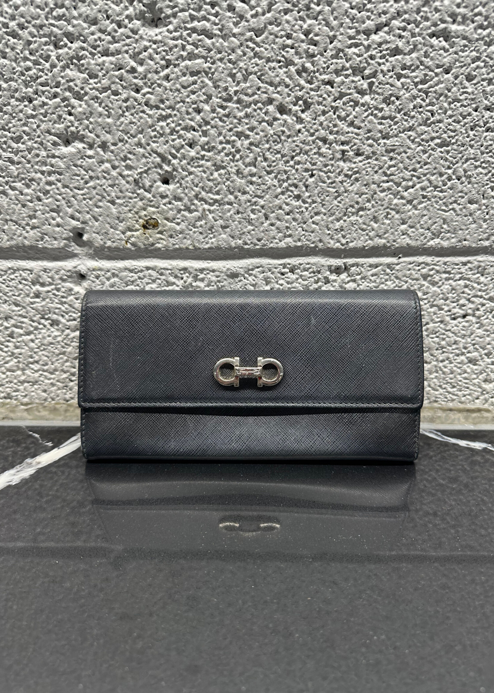 Ferragamo Black Horsebit Wallet