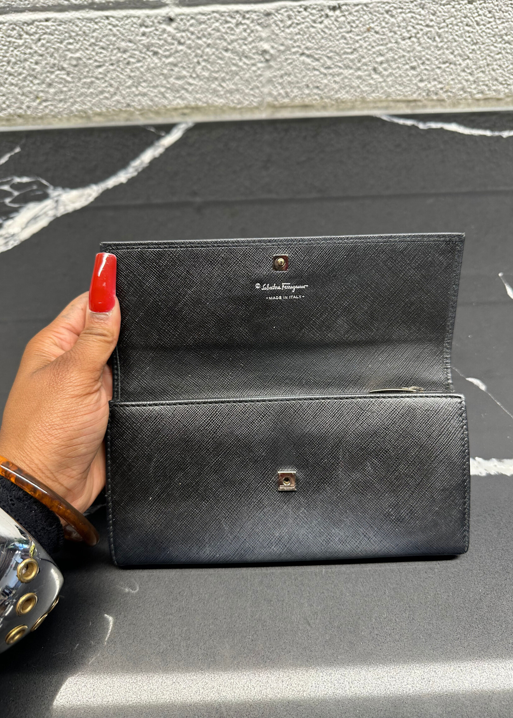 Ferragamo Black Horsebit Wallet