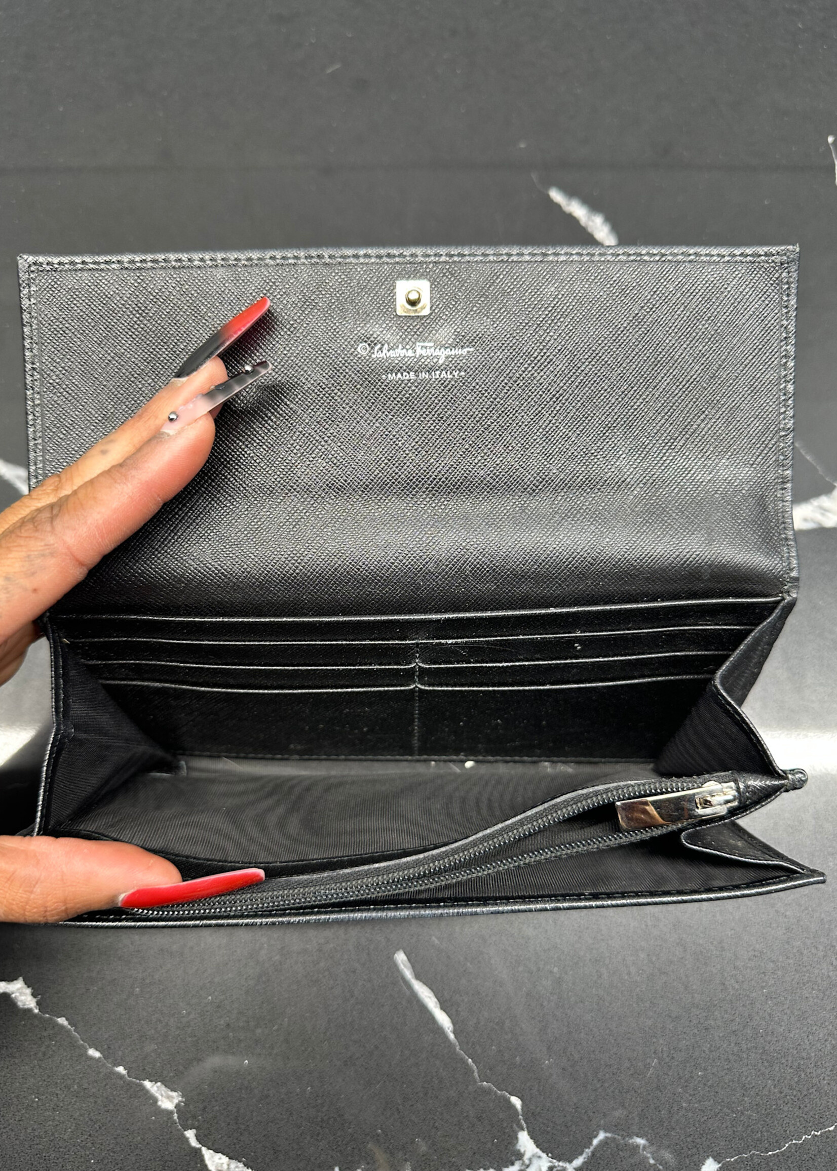 Ferragamo Black Horsebit Wallet