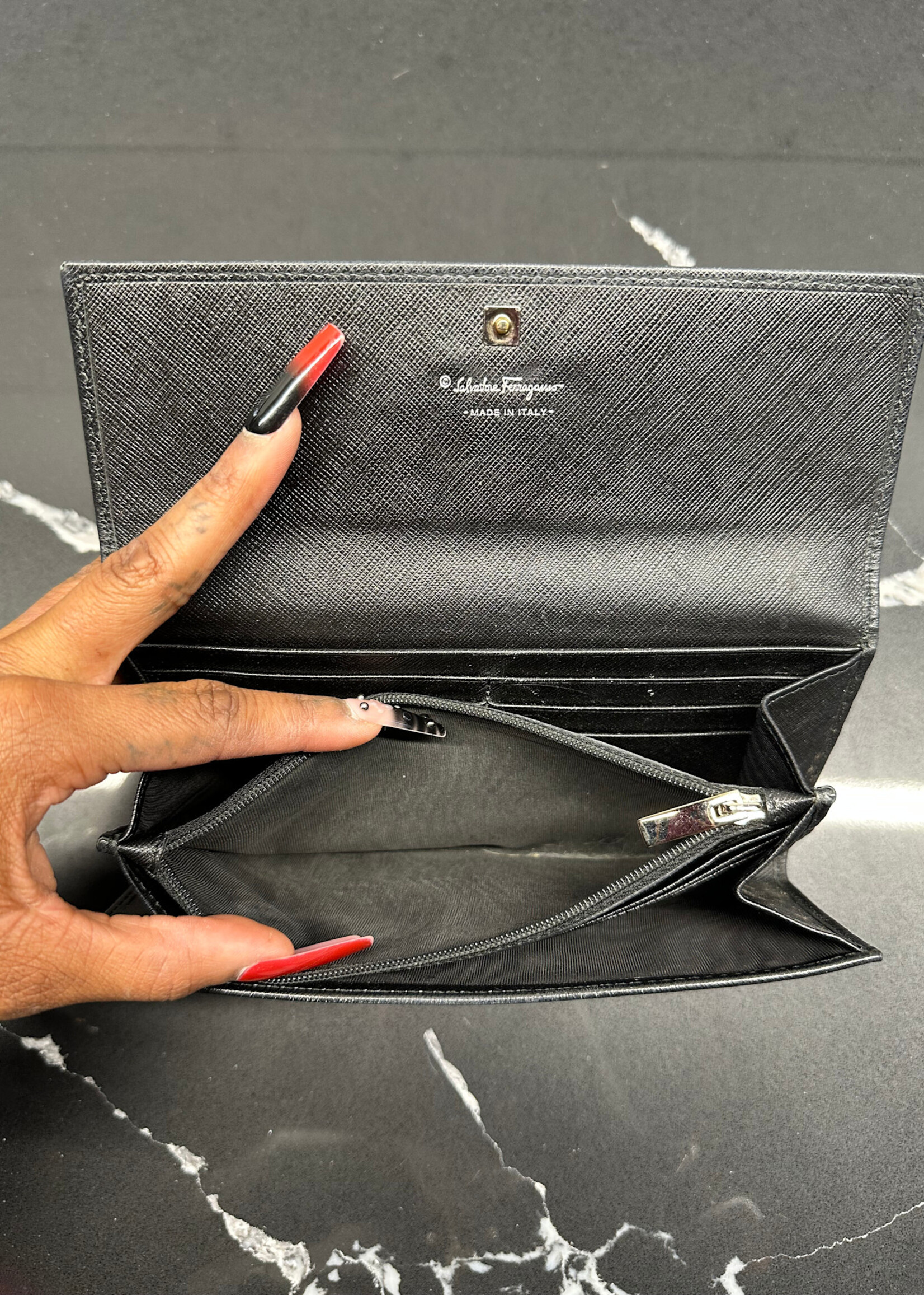 Ferragamo Black Horsebit Wallet